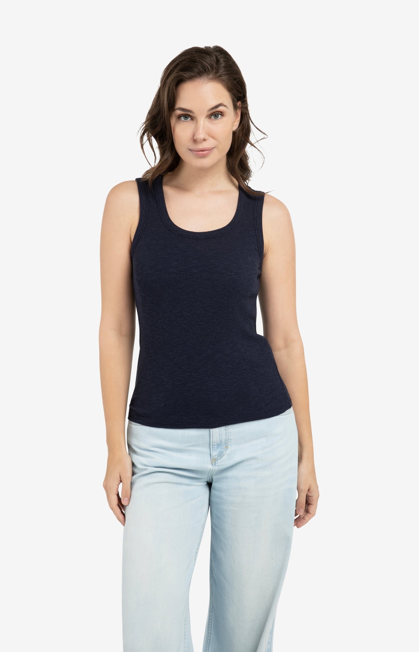 Ribbed singlet with round neckline