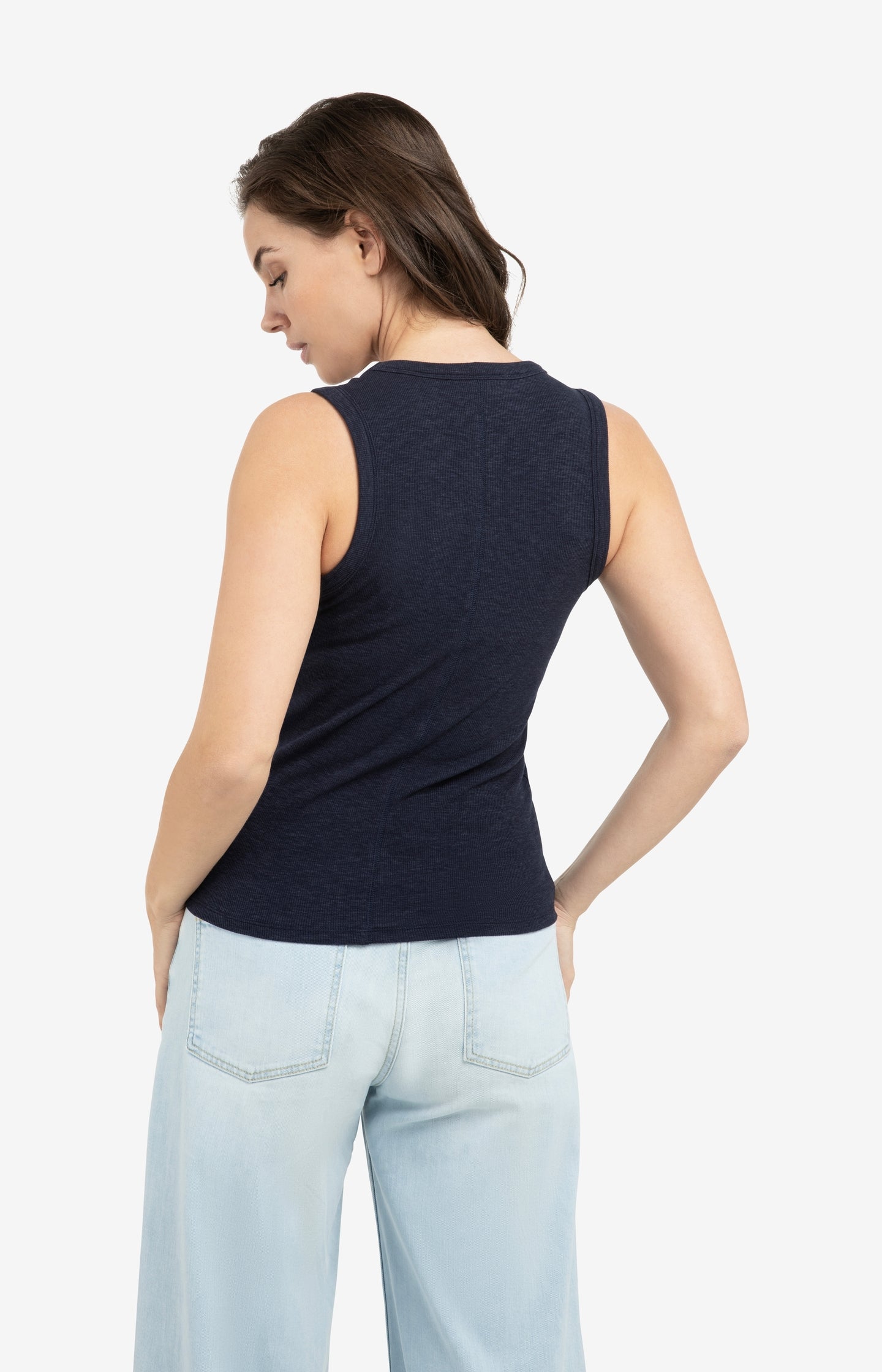 Ribbed singlet with round neckline