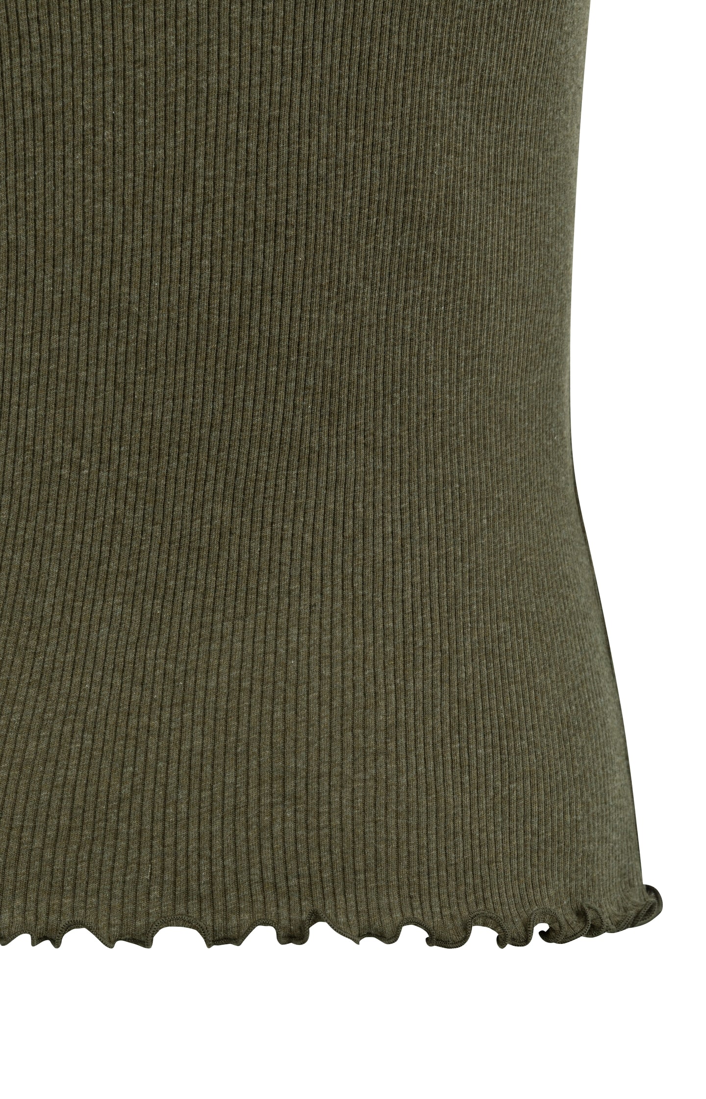 Ribbed sleeveless top with ruffled edges