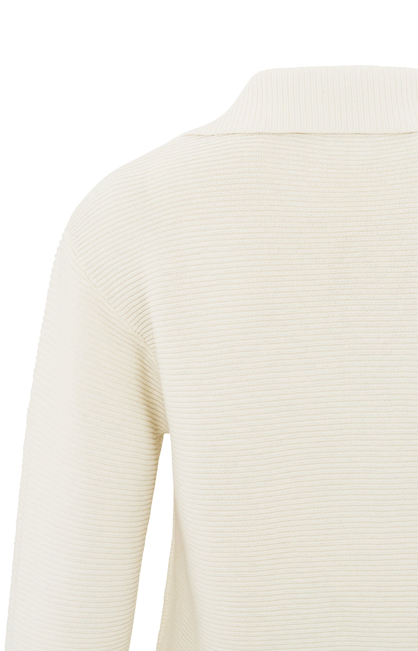 Ribbed sweater with collar, V-neck and long sleeves