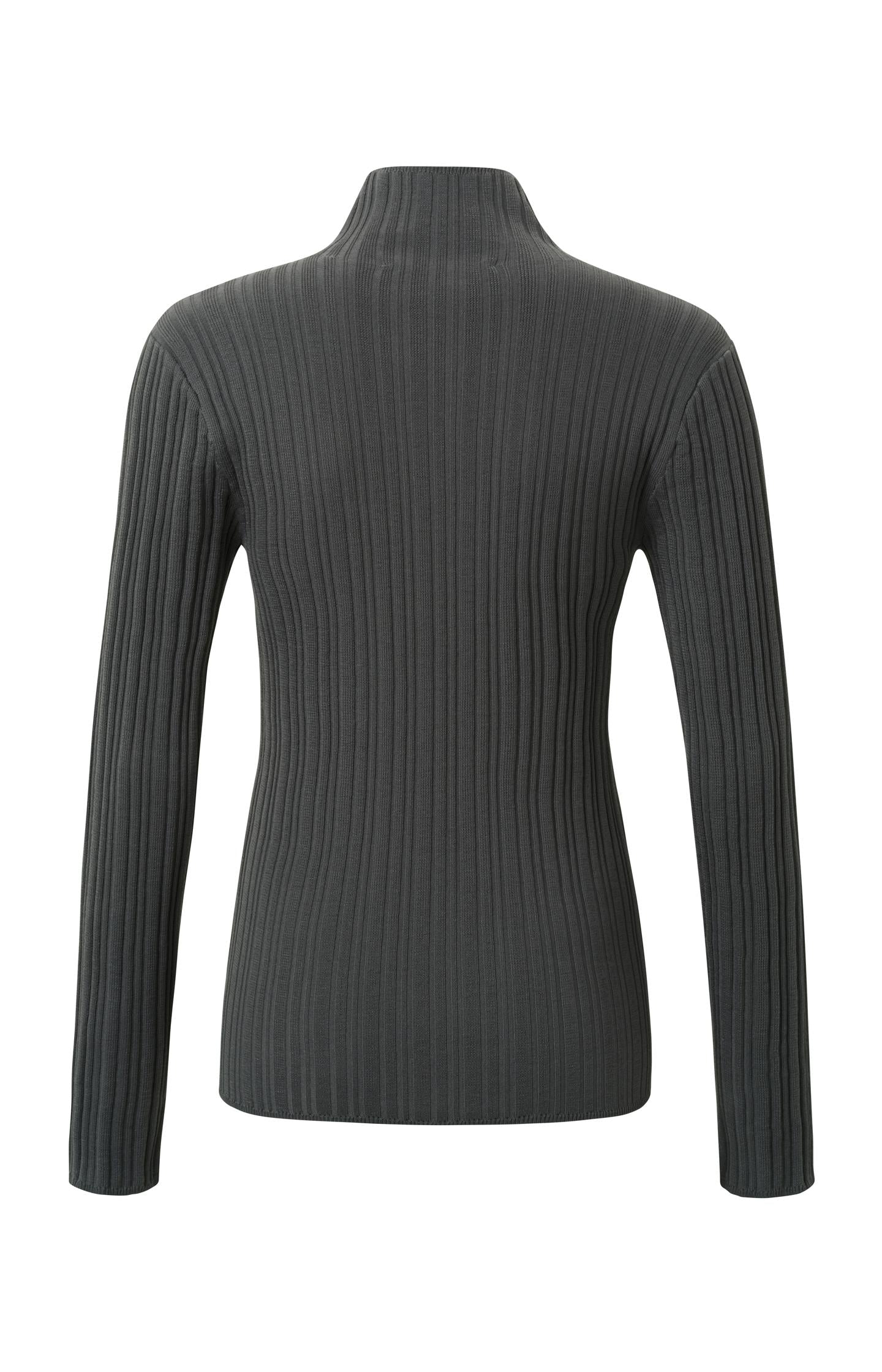 Ribbed sweater with high neck, long sleeves and zipper