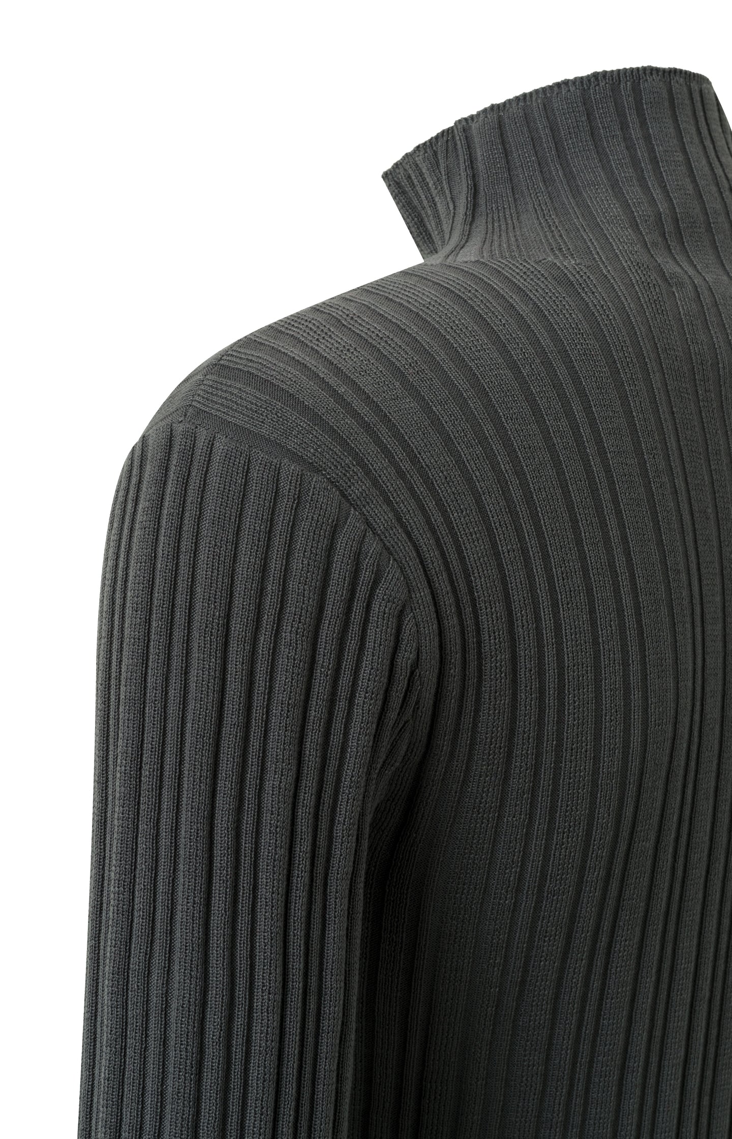 Ribbed sweater with high neck, long sleeves and zipper