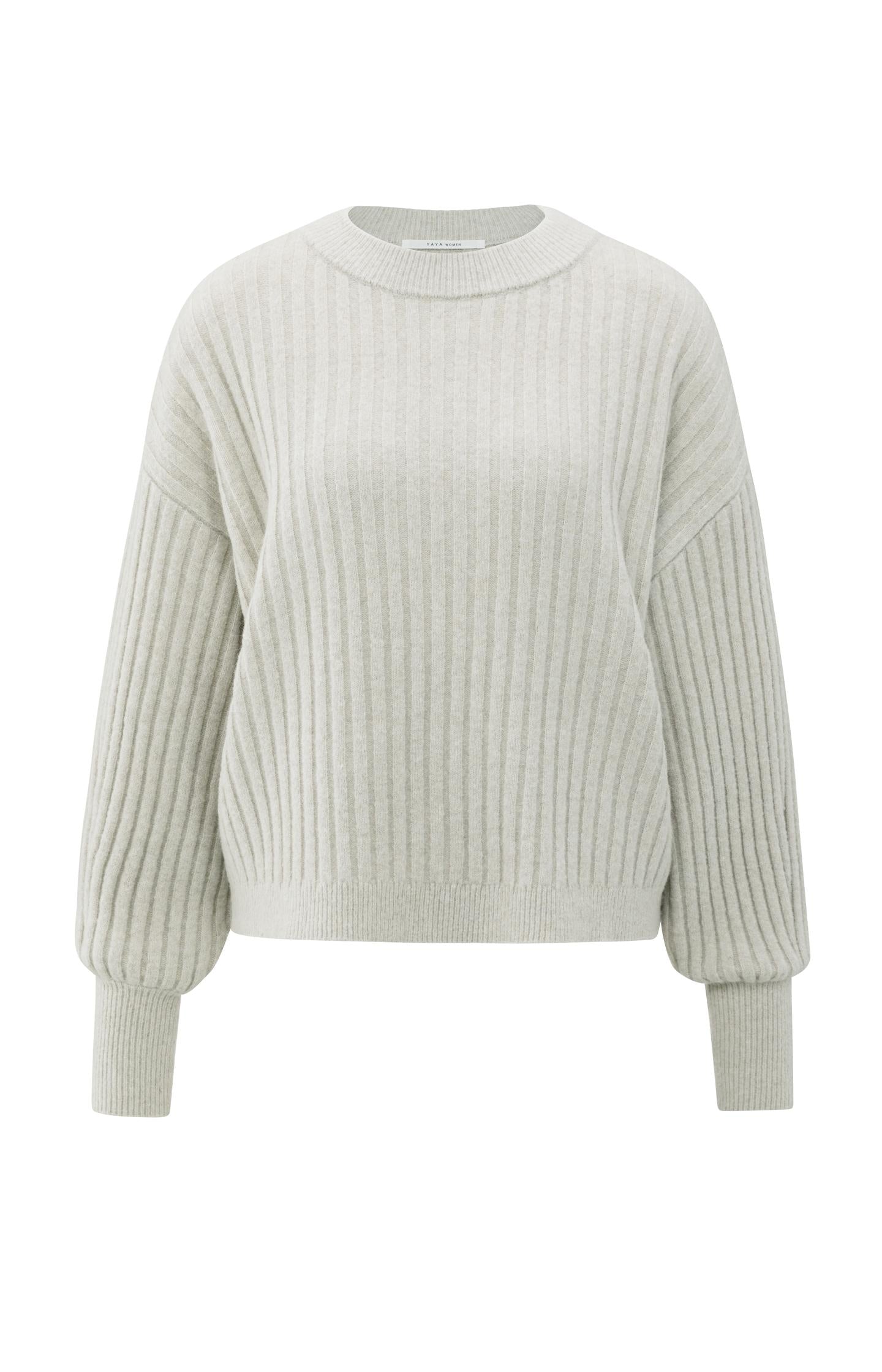 Ribbed sweater with round neck and long sleeves - Type: product
