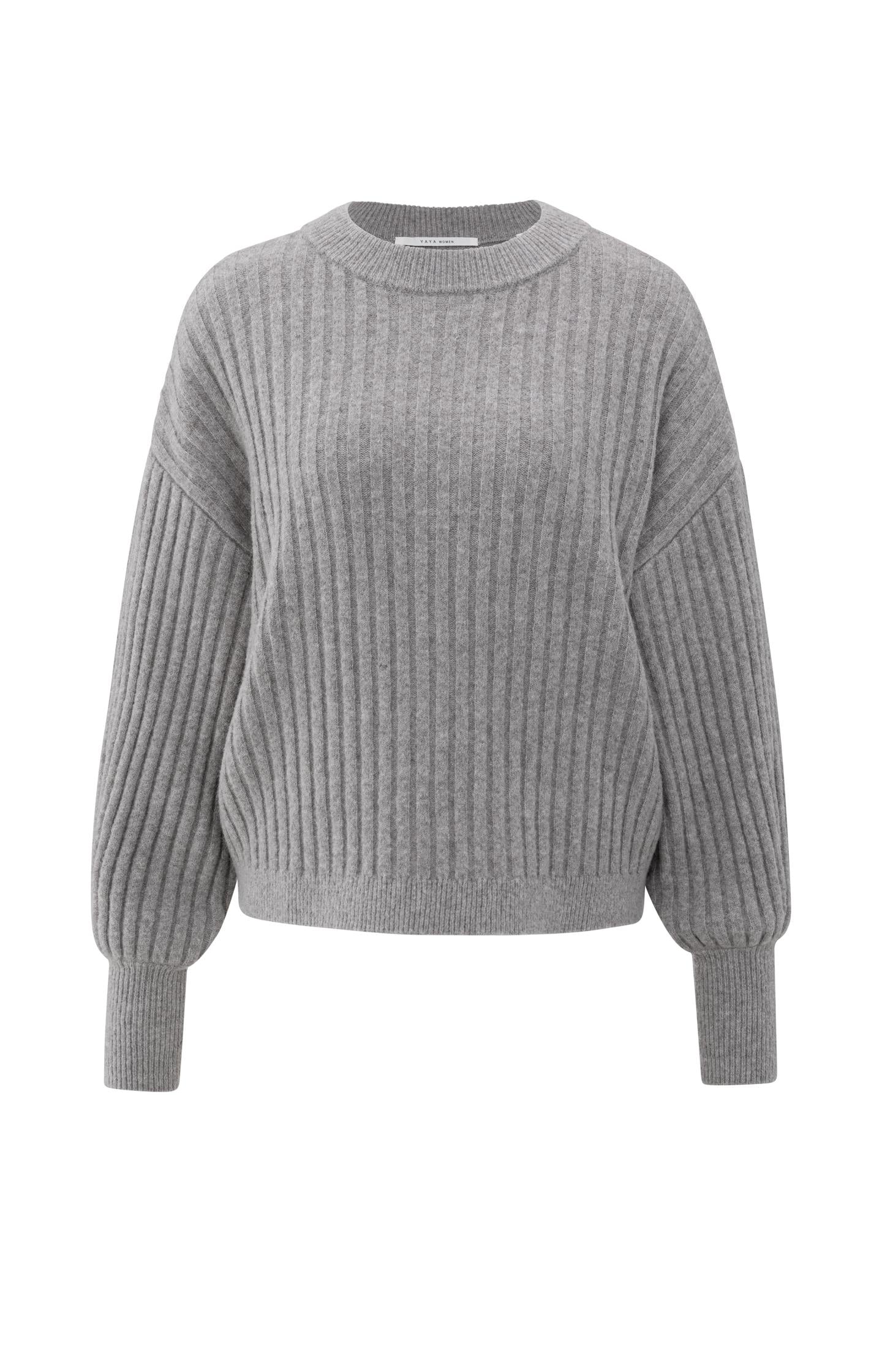 Ribbed sweater with round neck and long sleeves - Type: product