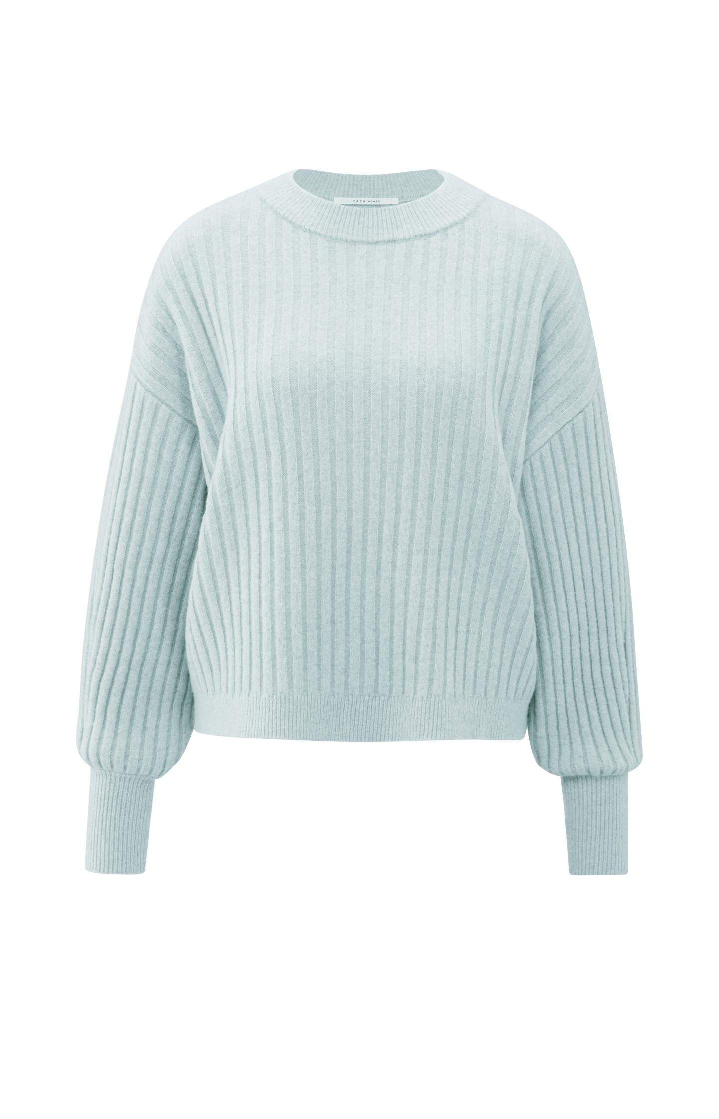 Ribbed sweater with round neck and long sleeves - Type: product