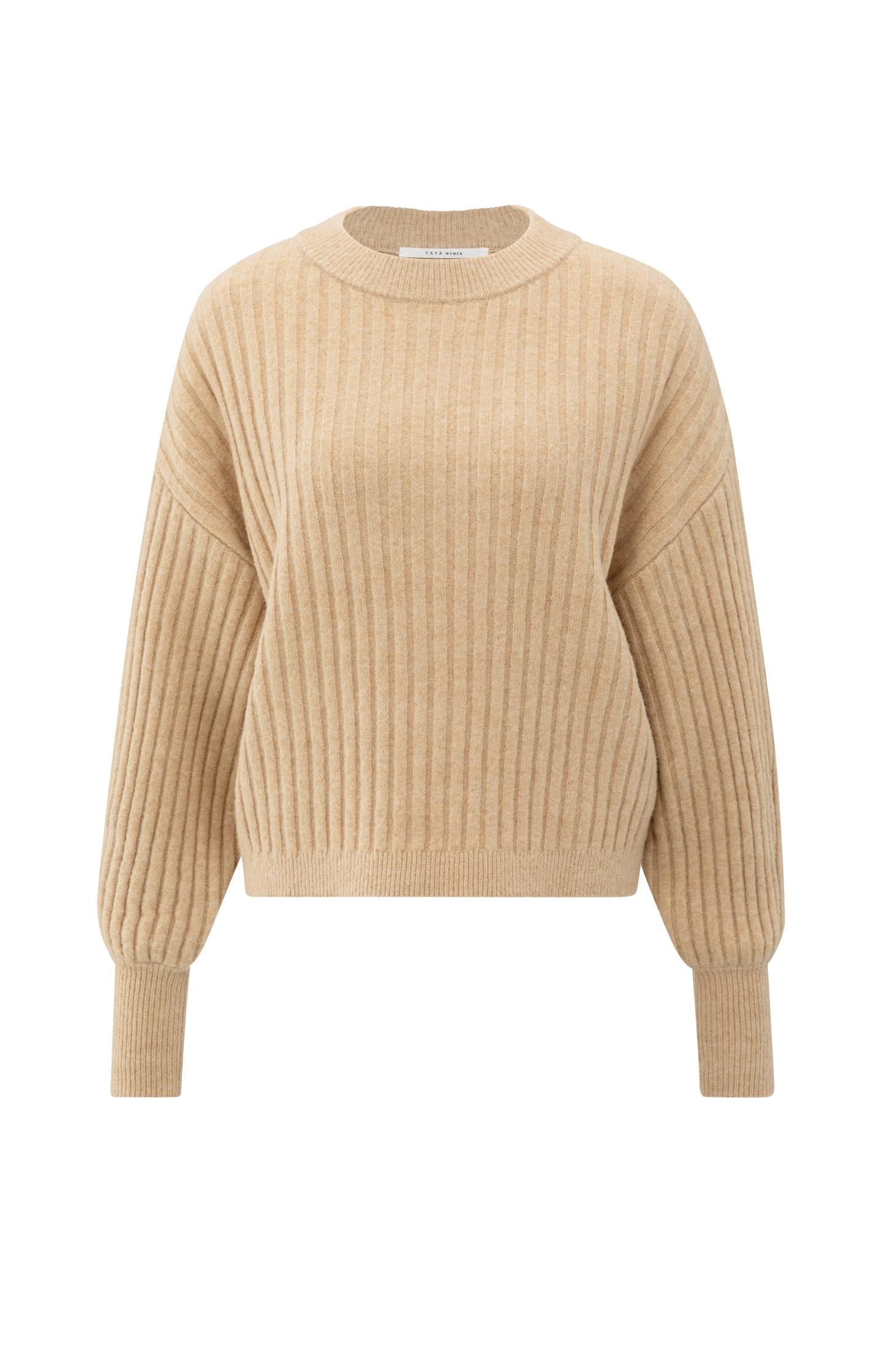 Ribbed sweater with round neck and long sleeves - Type: product
