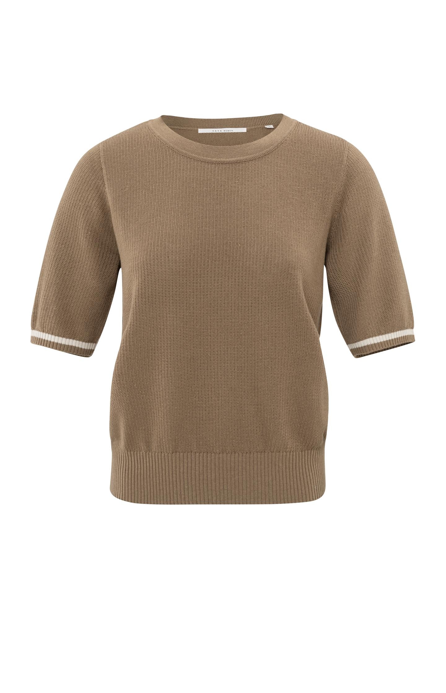 Ribbed sweater with round neck and short sleeves - Type: product