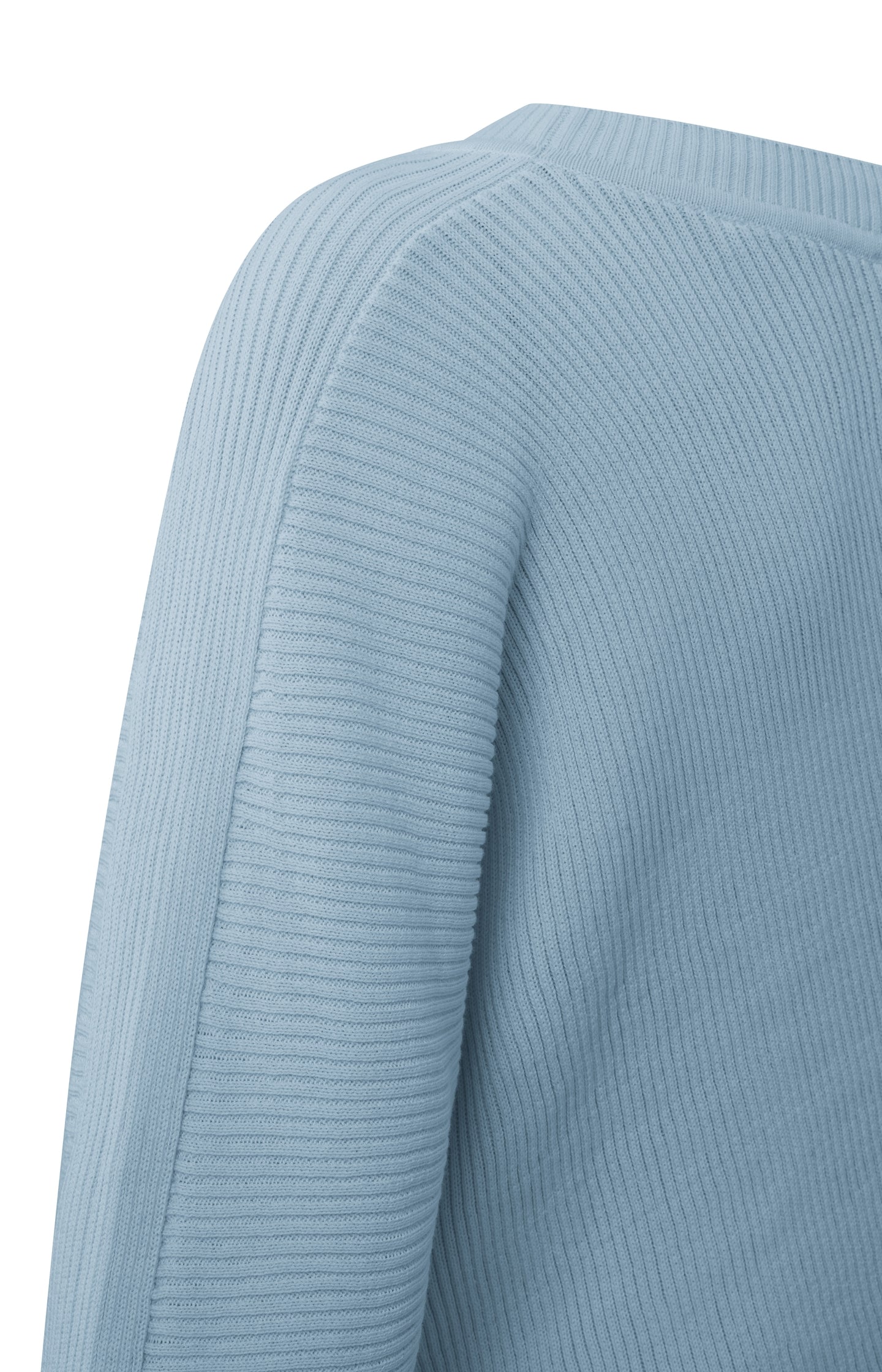 Ribbed sweater with round neck, long sleeves and seam detail