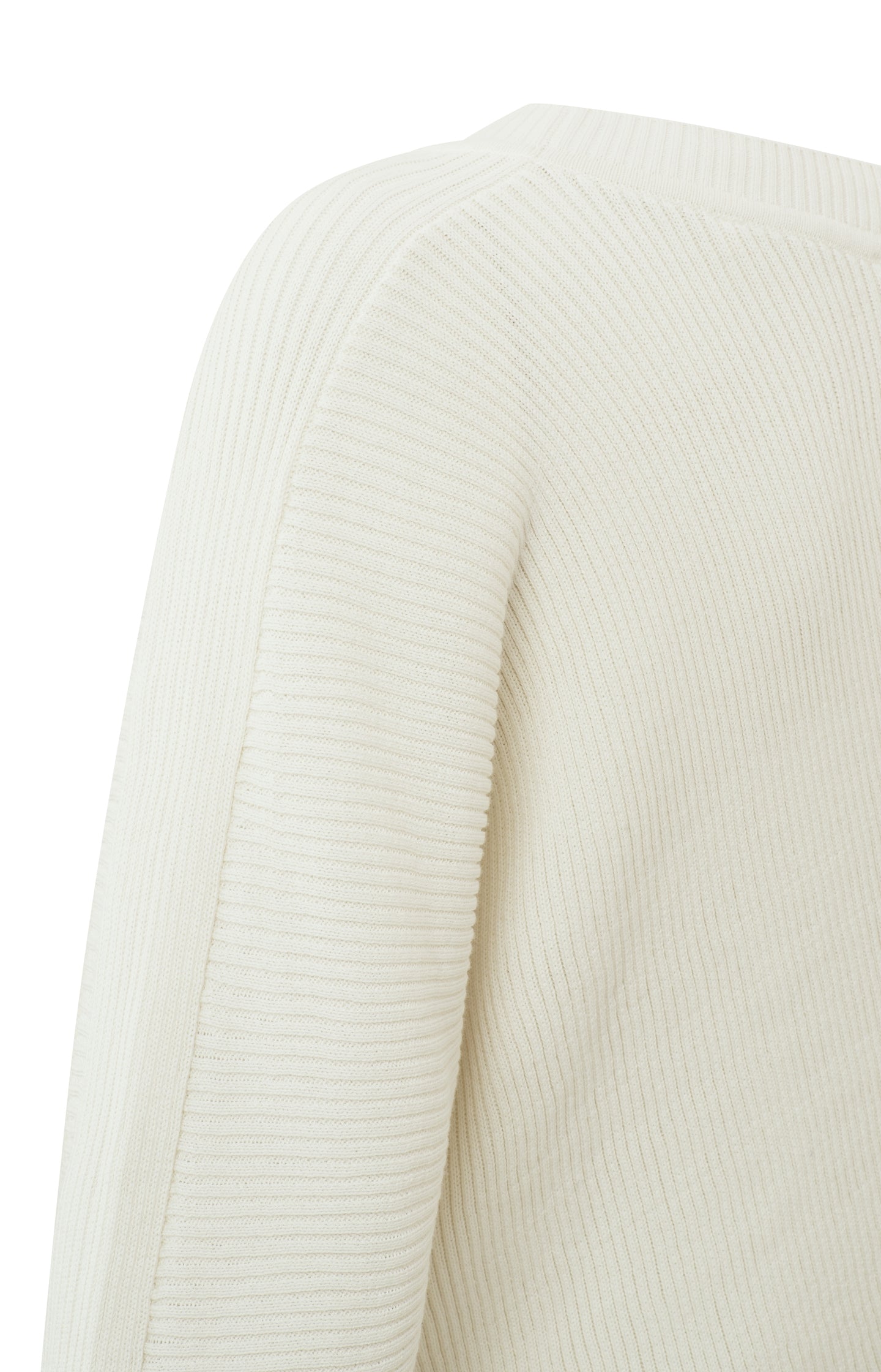 Ribbed sweater with round neck, long sleeves and seam detail