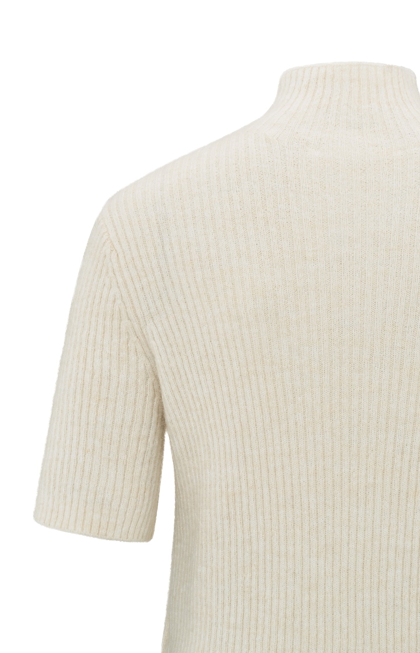 Ribbed sweater with short sleeves and turtleneck