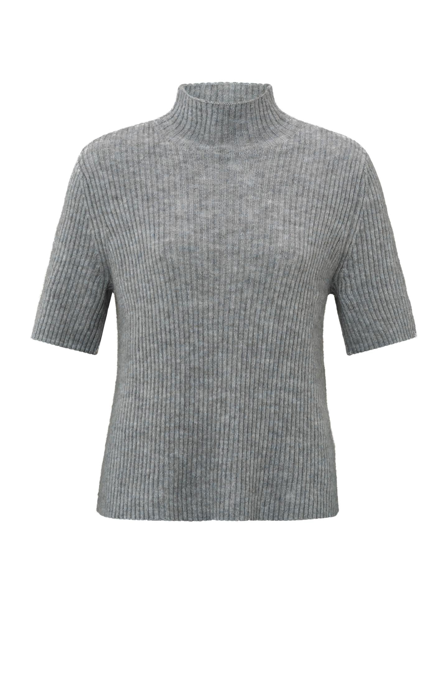 Ribbed sweater with short sleeves and turtleneck - Type: product