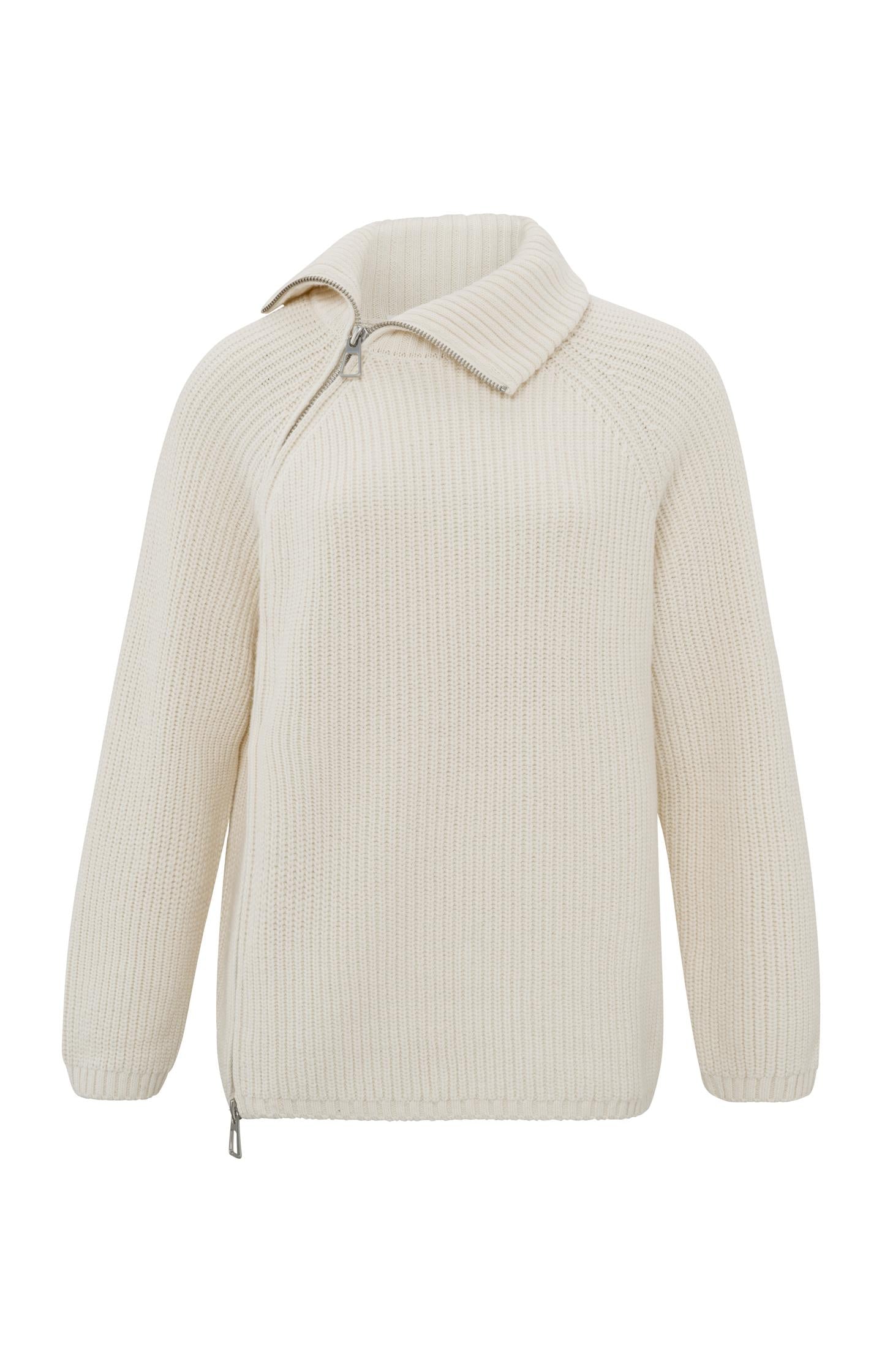 Ribbed sweater with turtleneck, long sleeves and zip - Type: product