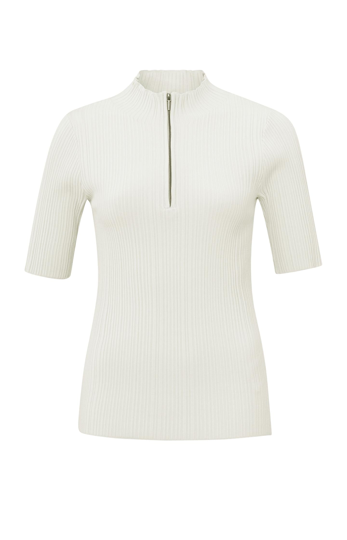 Ribbed sweater with turtleneck, short sleeves and zip - Type: product