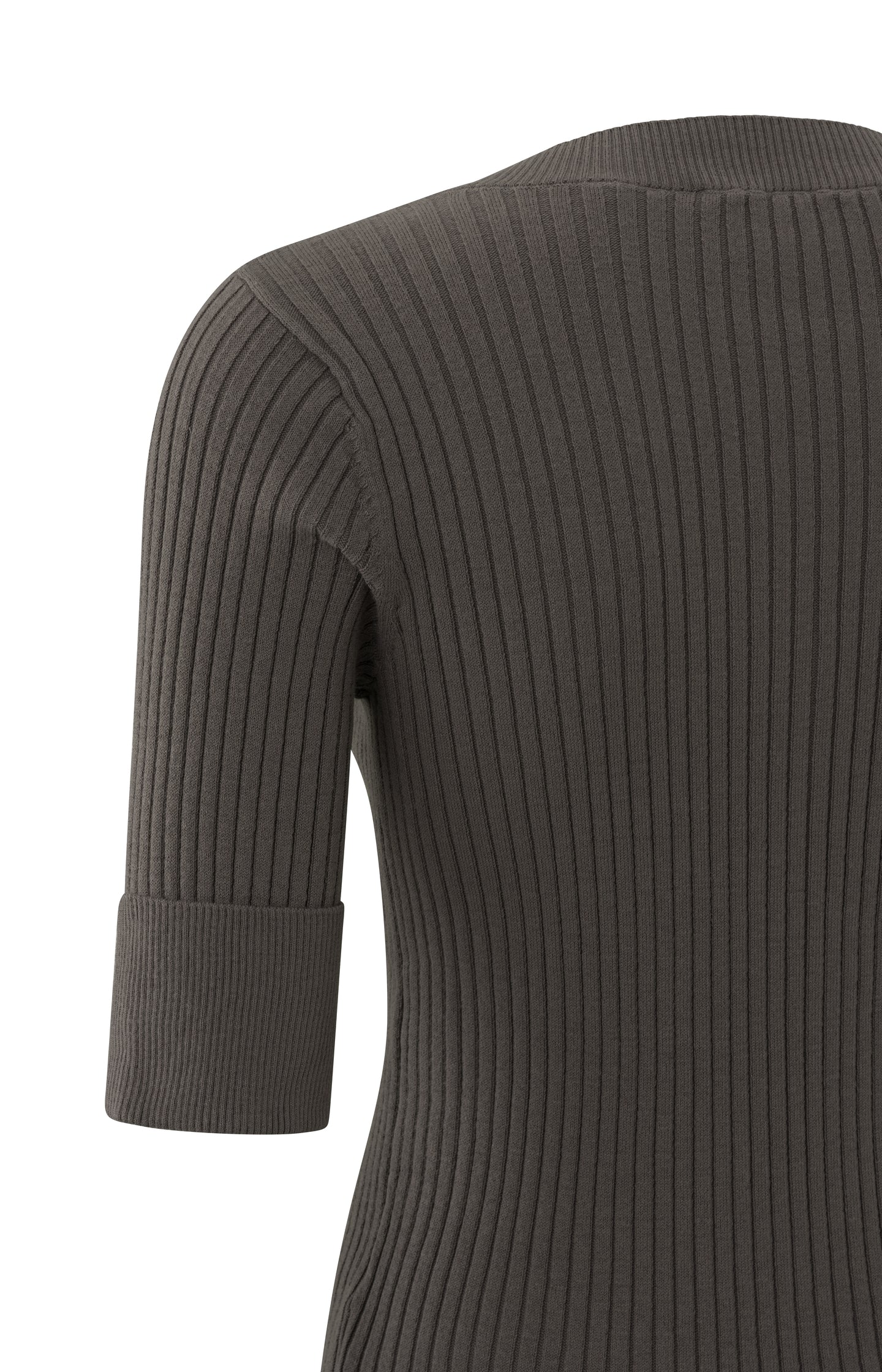 Ribbed sweater with V-neck and half long sleeves