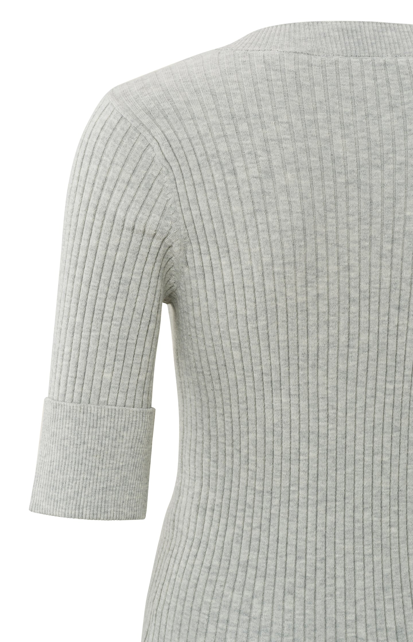 Ribbed sweater with V-neck, half long sleeves in slim fit