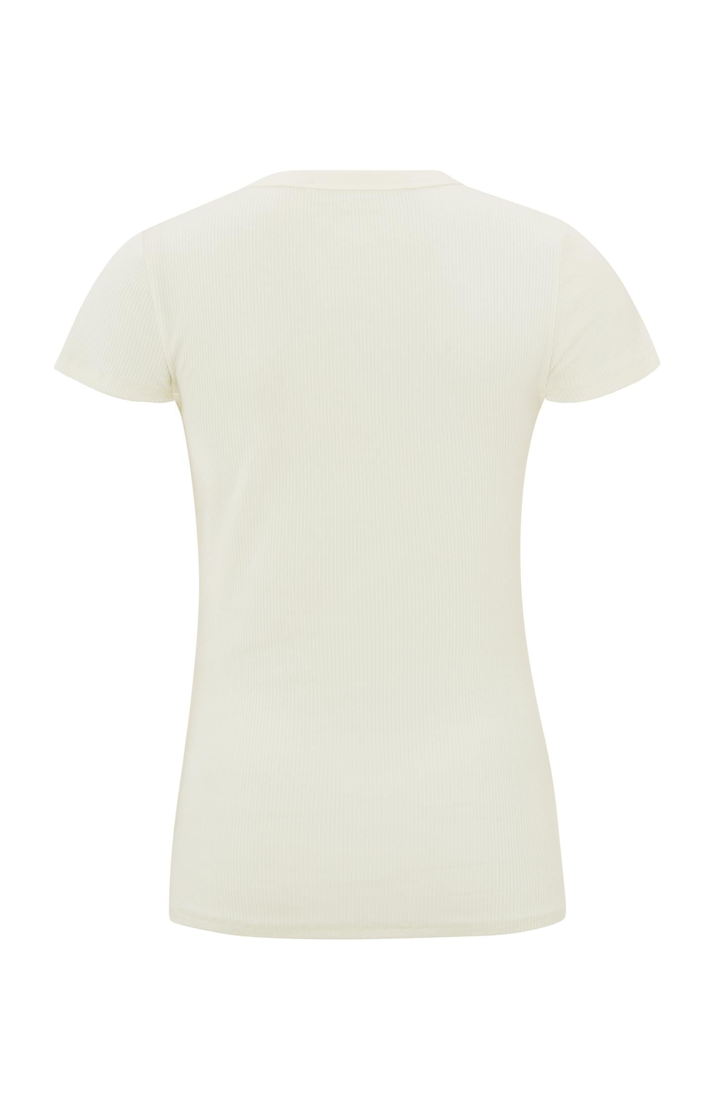 Ribbed T-shirt with crewneck and cap sleeves in slim fit