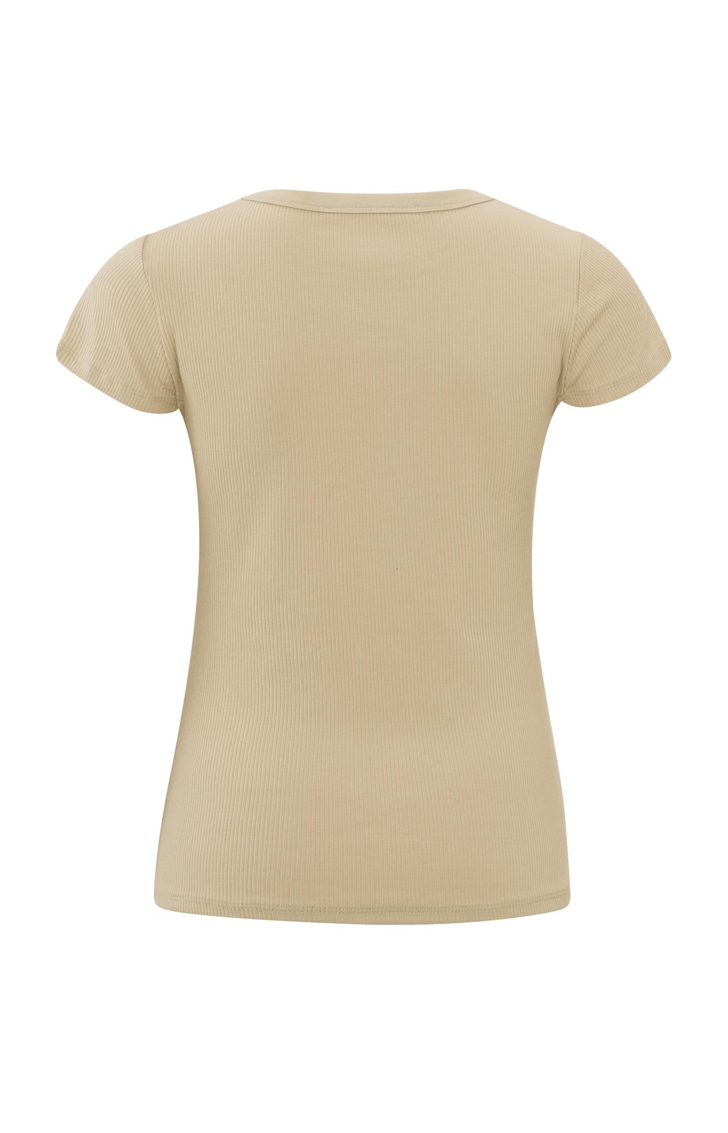 Ribbed T-shirt with crewneck and cap sleeves in slim fit