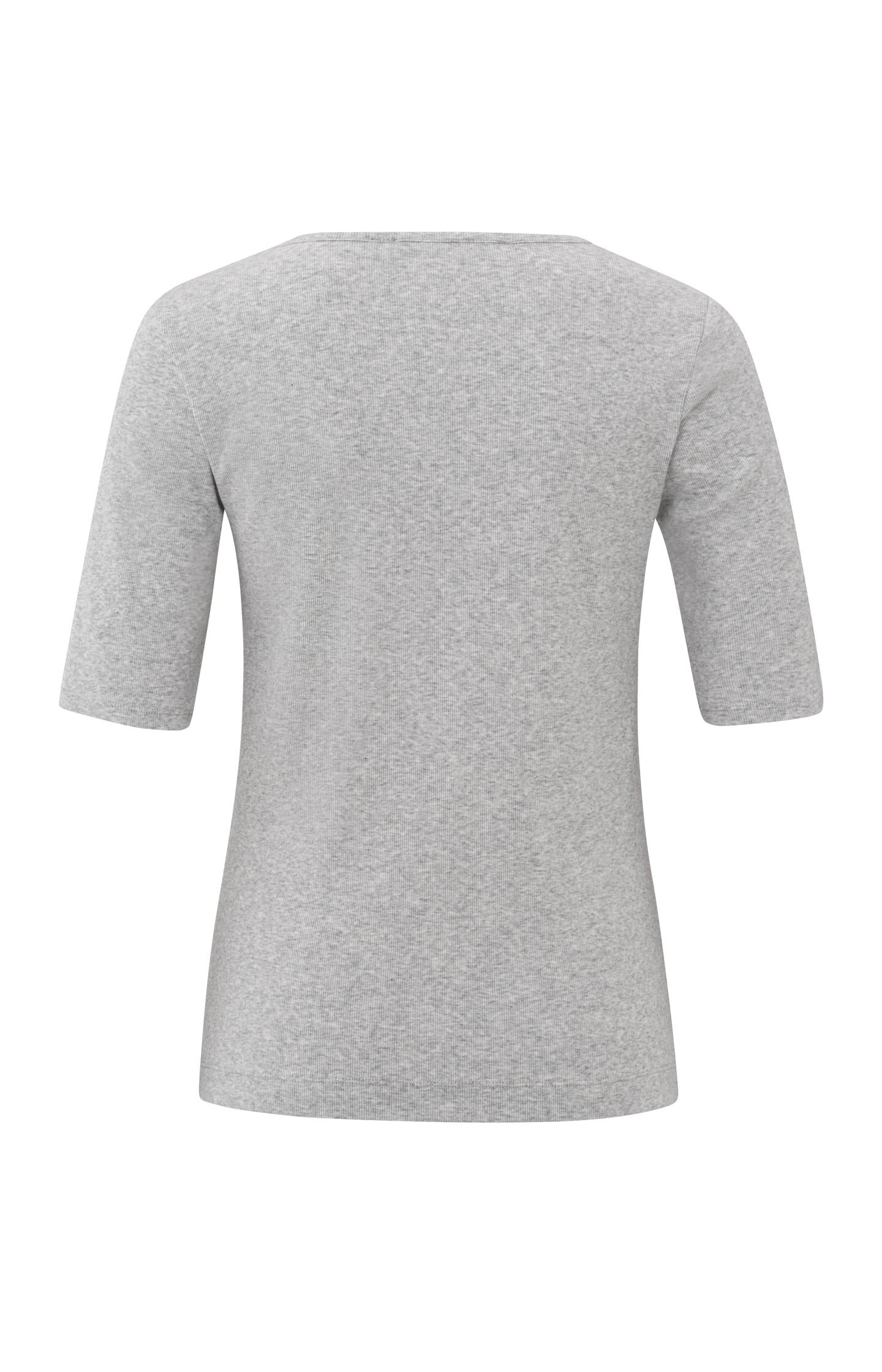 Ribbed T-shirt with round neck and half-length sleeves