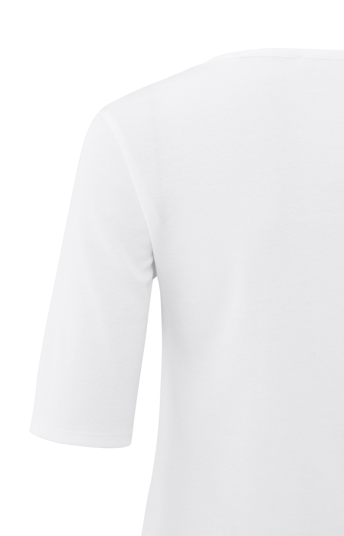 Ribbed T-shirt with round neck and half-length sleeves