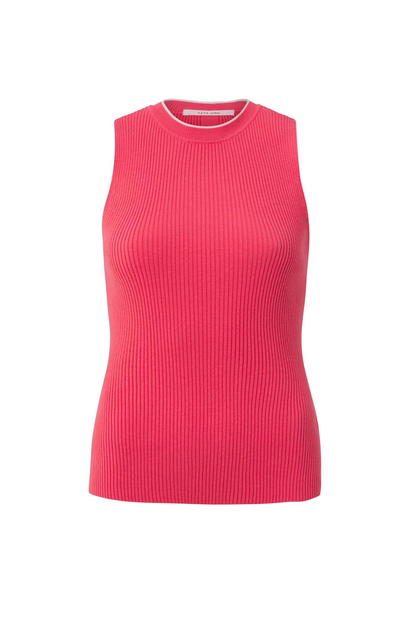 Ribbed tank top with round neck and stripe in regular fit - Type: product