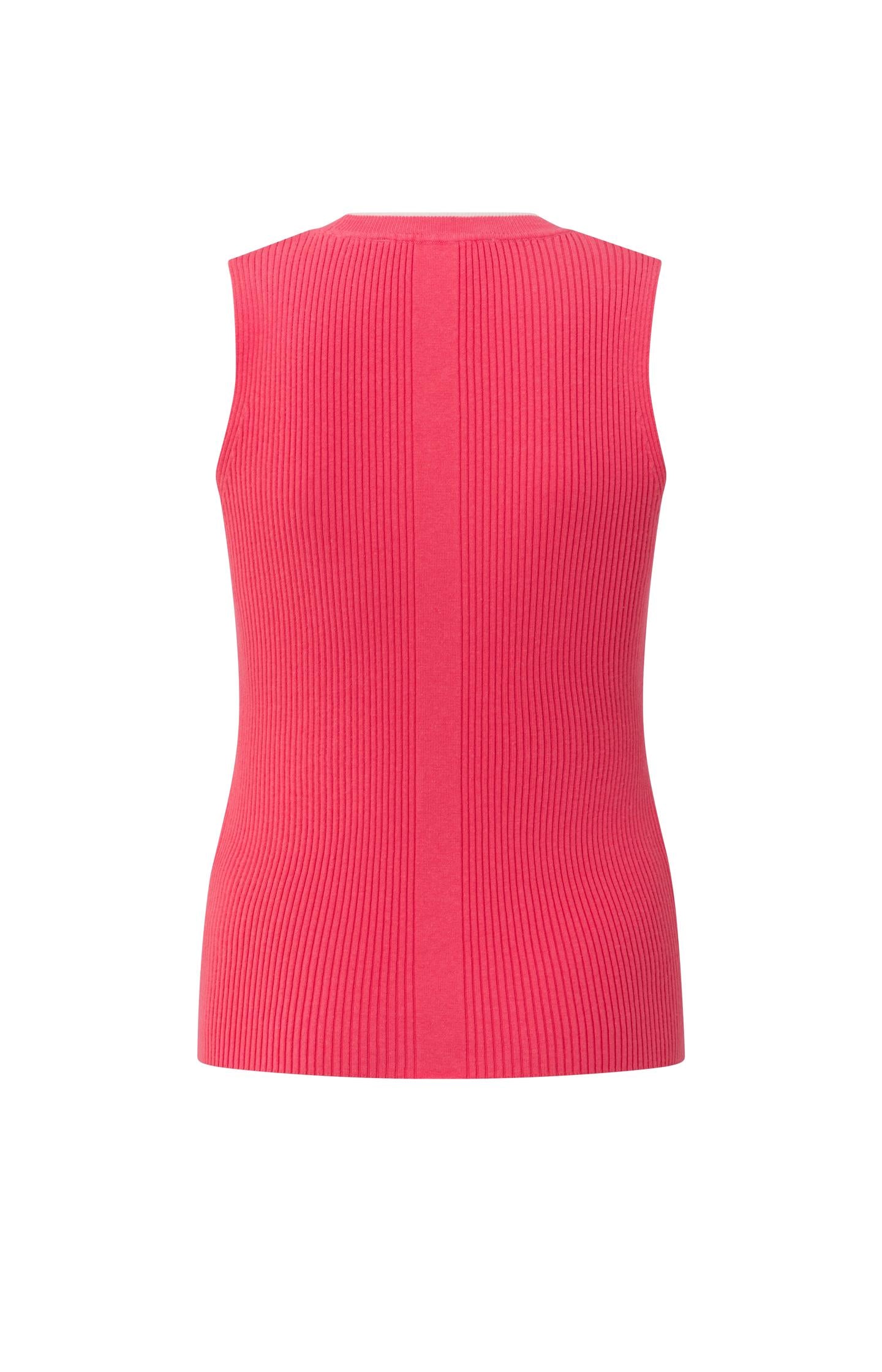 Ribbed tank top with round neck and stripe in regular fit