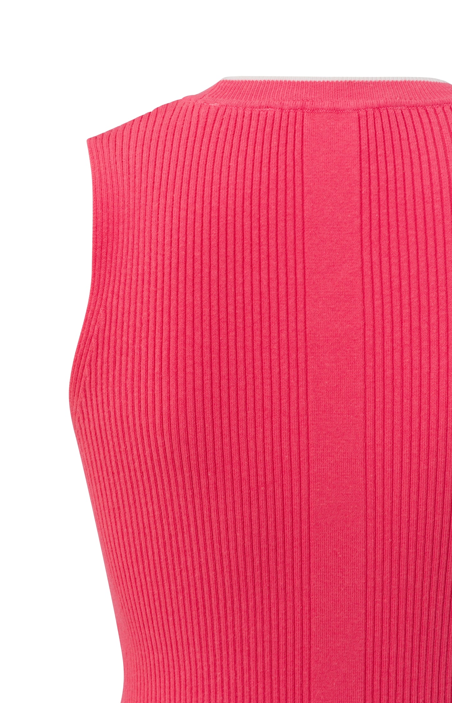 Ribbed tank top with round neck and stripe in regular fit