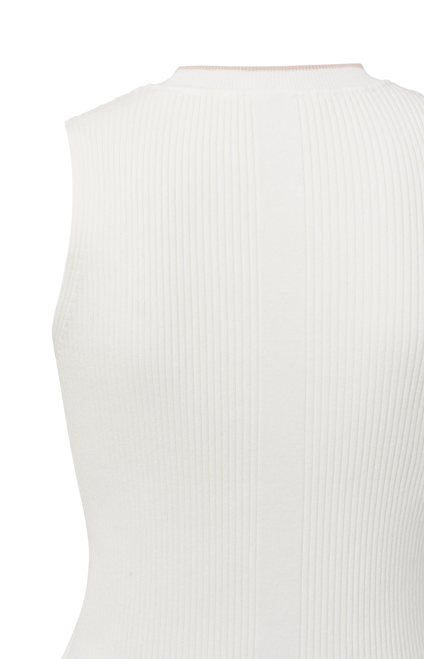 Ribbed tank top with round neck and stripe in regular fit