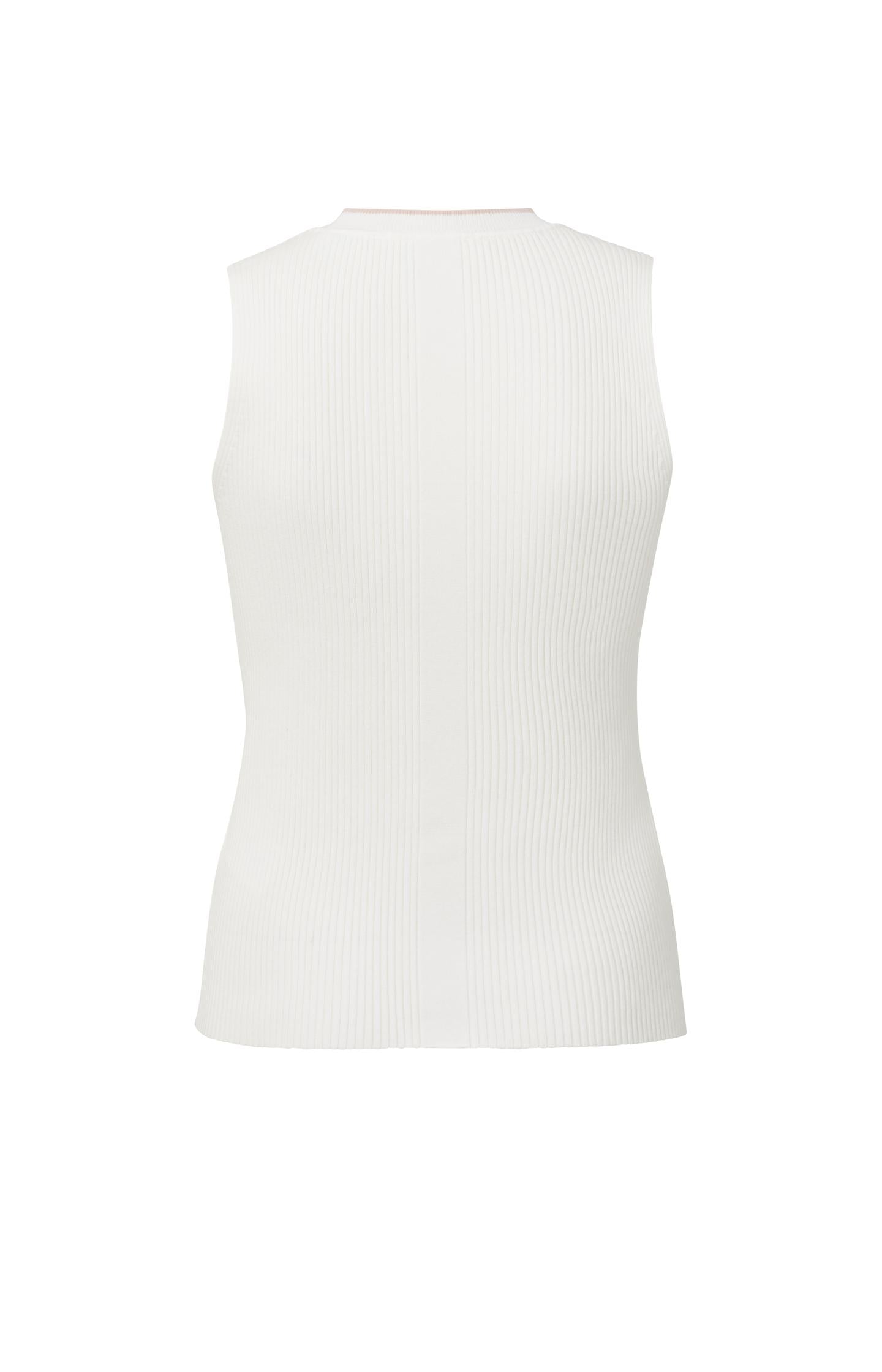 Ribbed tank top with round neck and stripe in regular fit