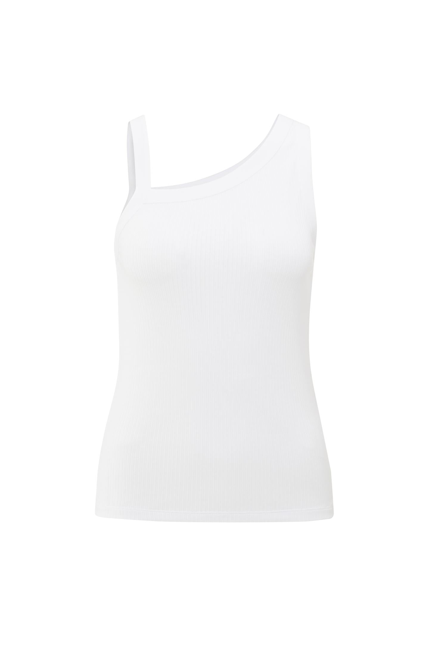Ribbed top with asymmetric neckline - Type: product