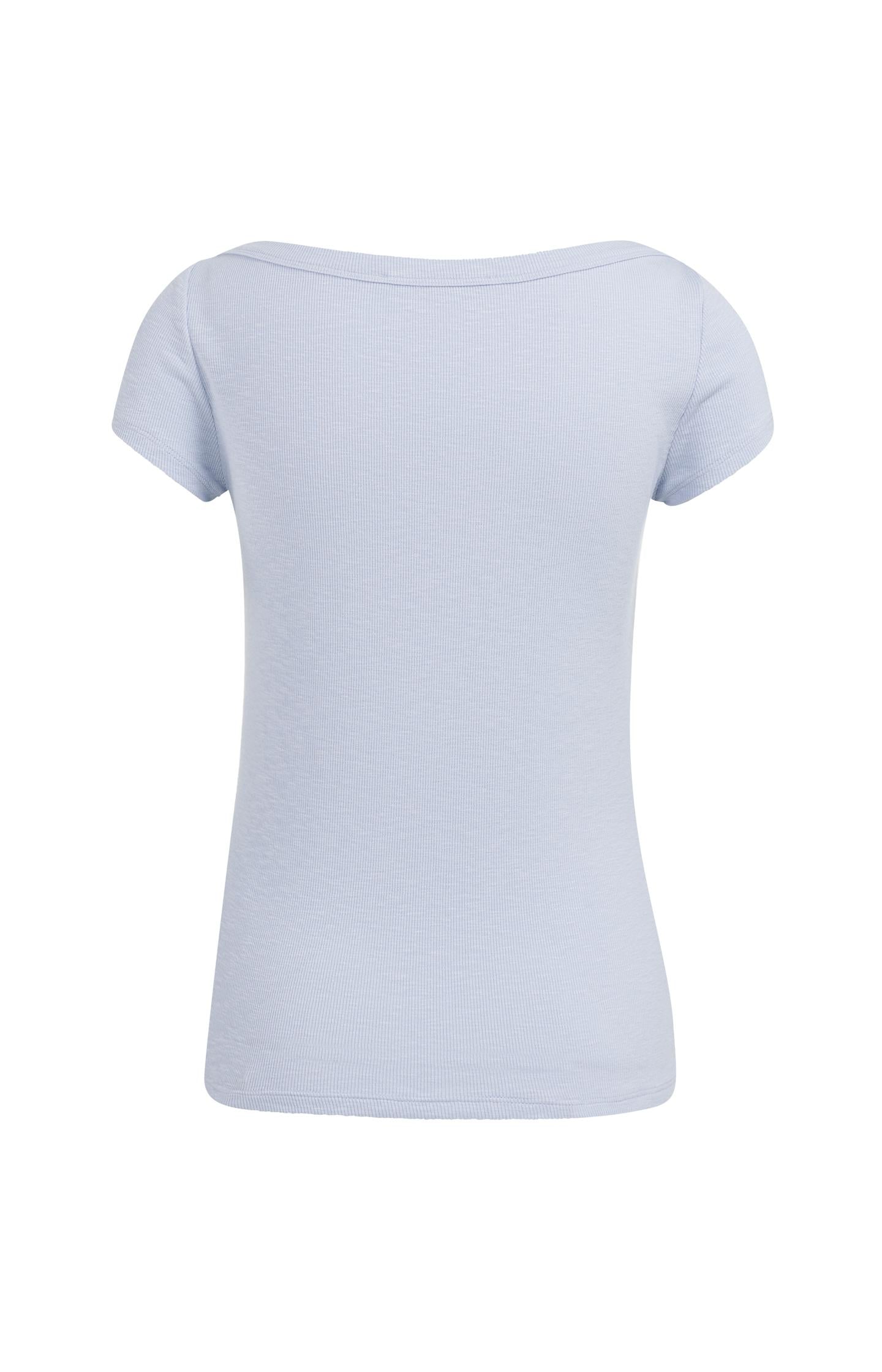 Ribbed top with boatneck and short sleeves