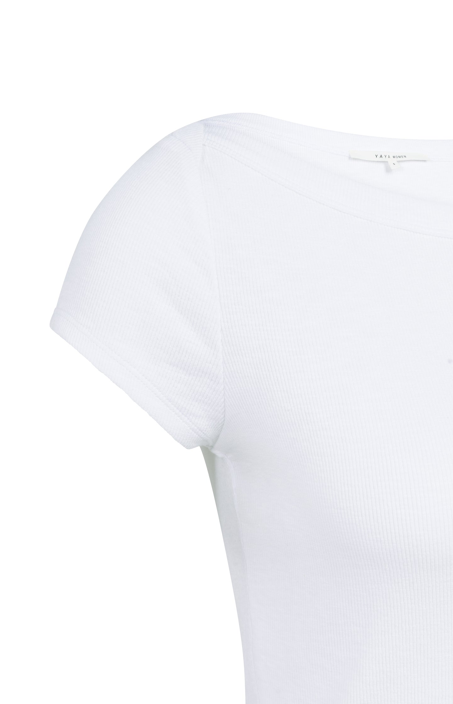 Ribbed top with boatneck and short sleeves