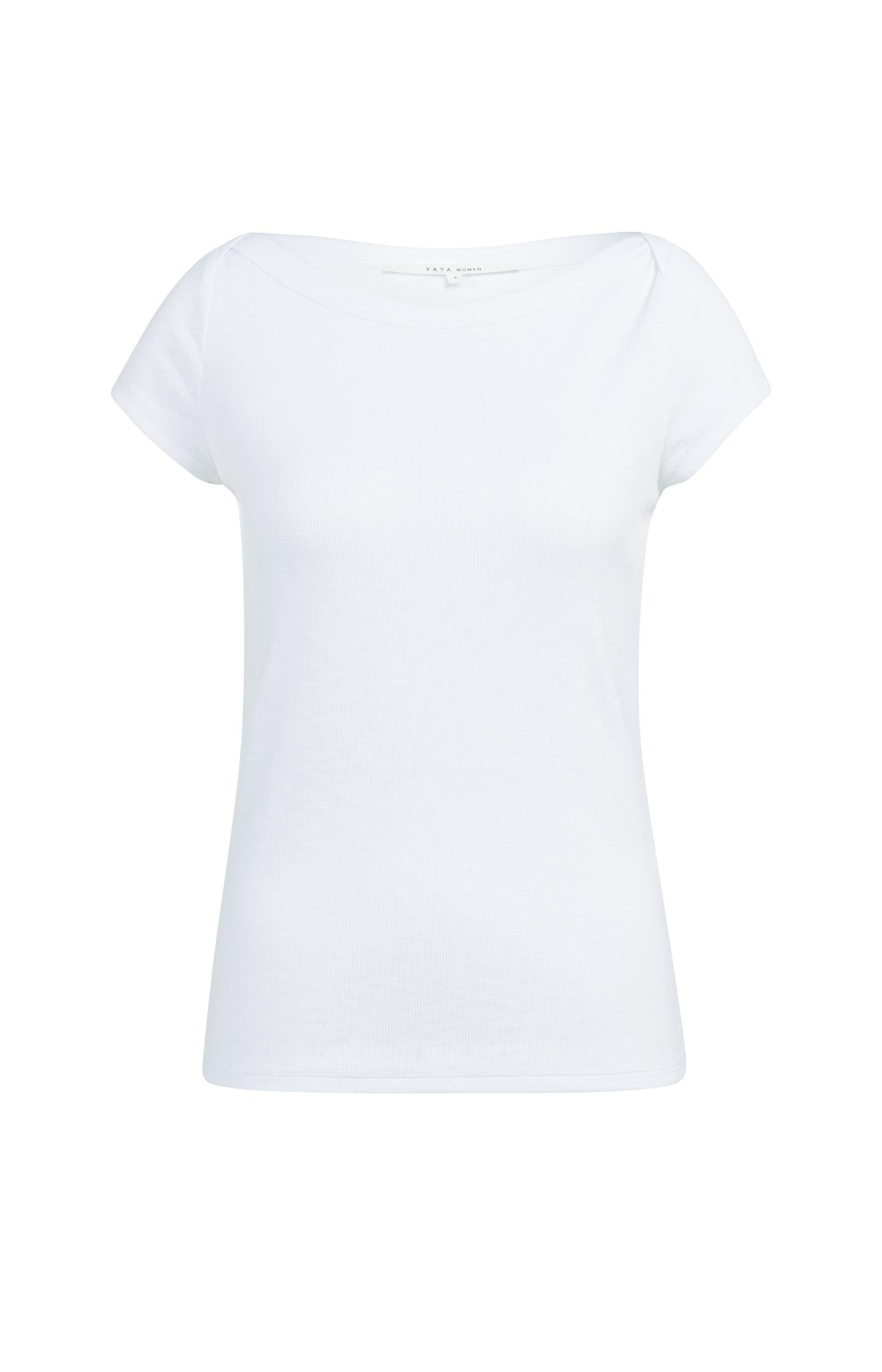 Ribbed top with boatneck and short sleeves - Type: product