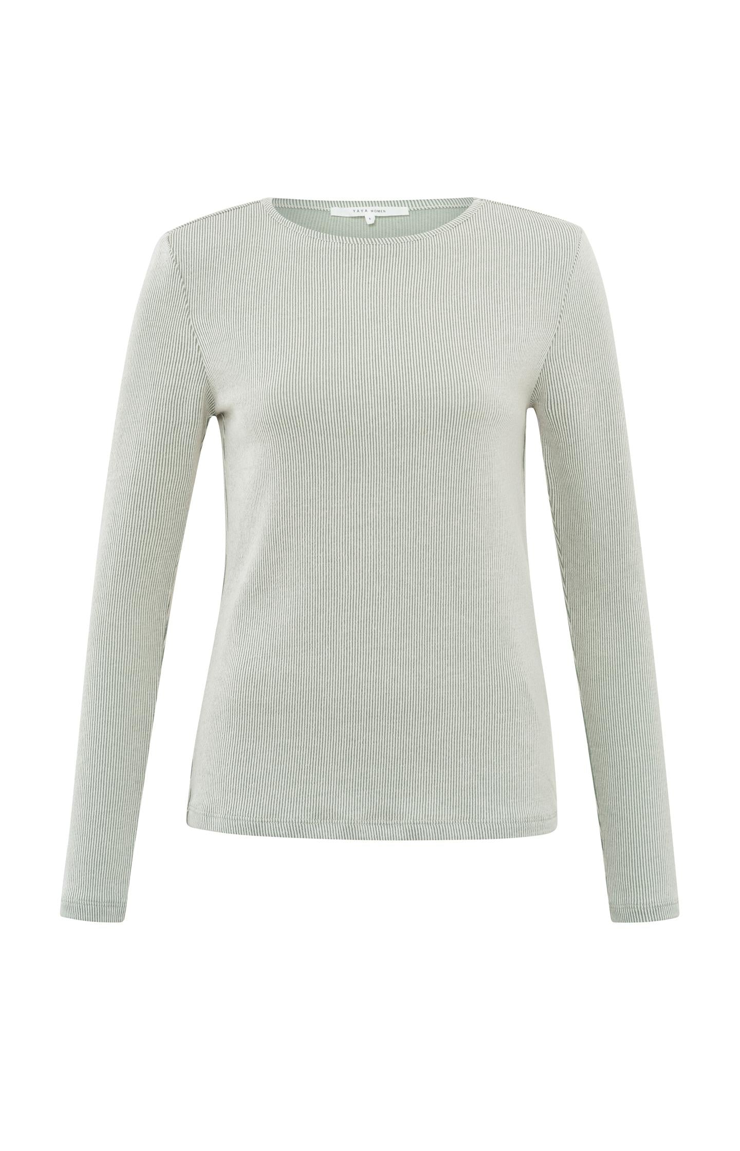 Ribbed top with long sleeves, round neck and shoulder pads - Type: product