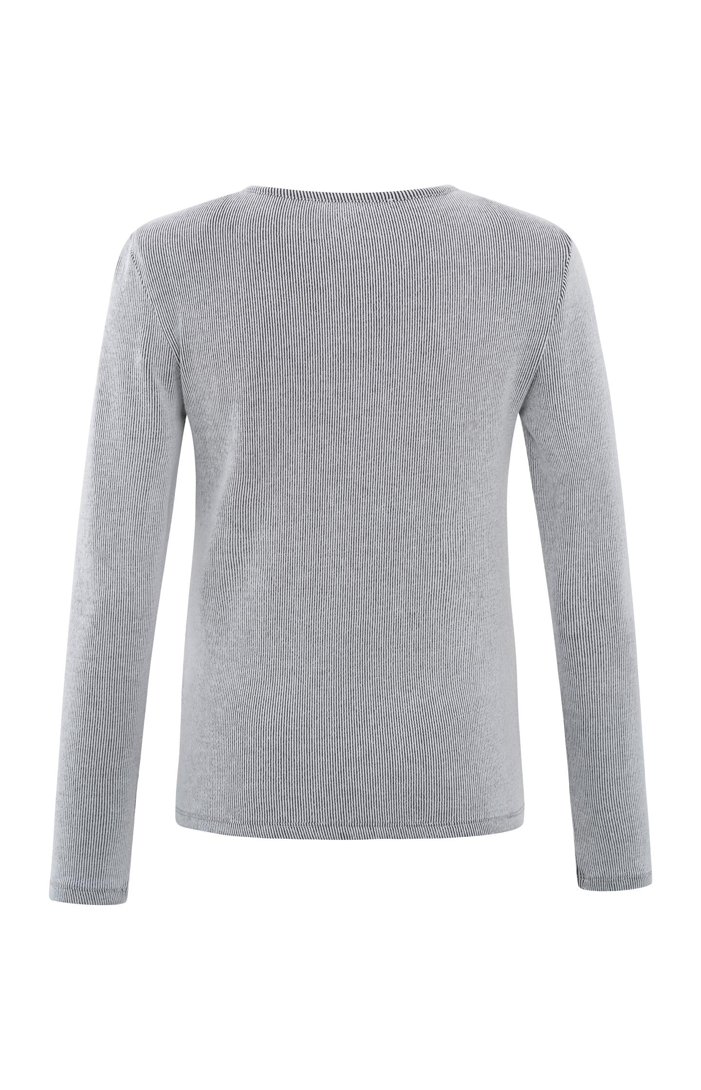 Ribbed top with long sleeves, round neck and shoulder pads