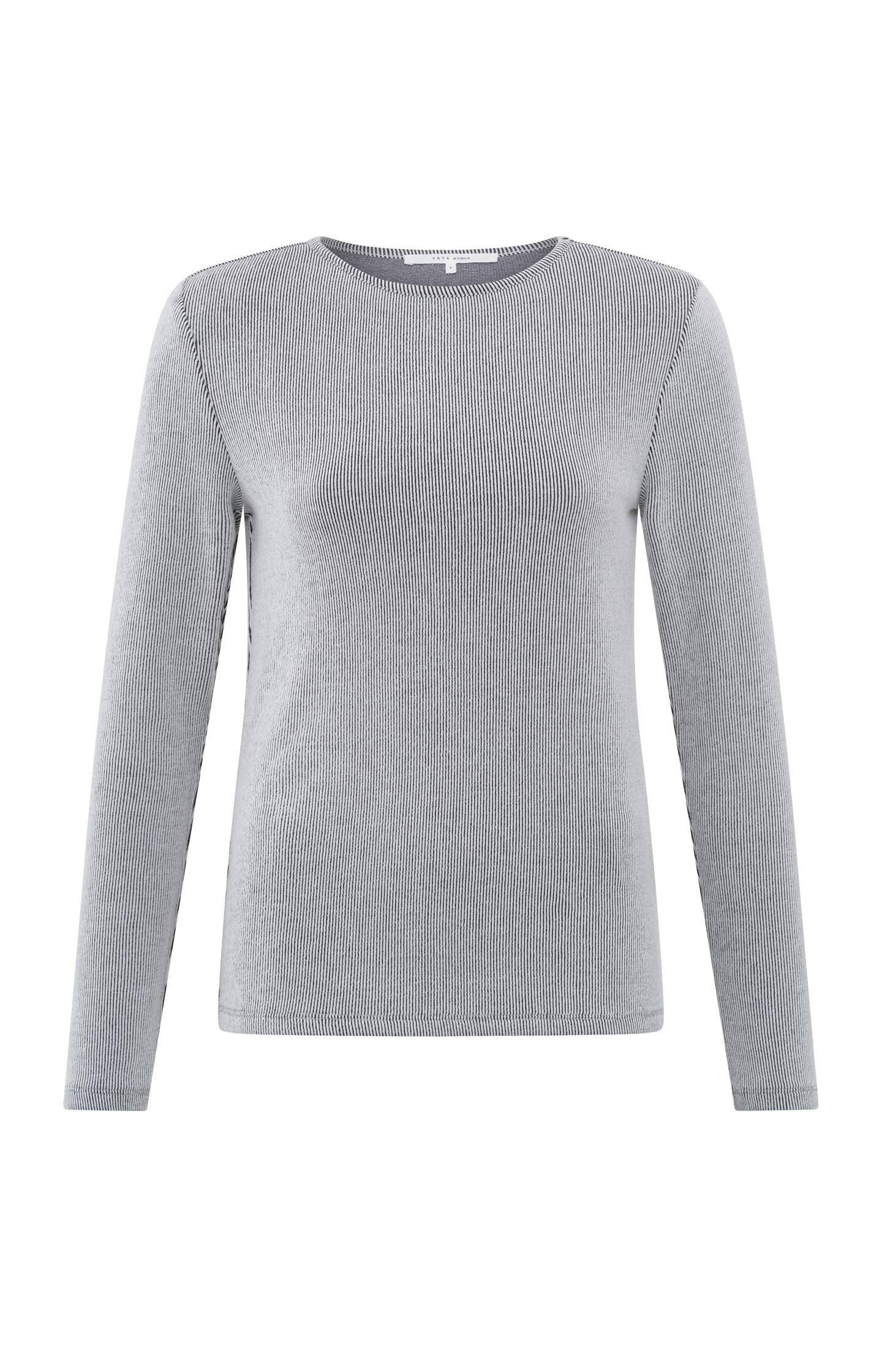 Ribbed top with long sleeves, round neck and shoulder pads - Type: product