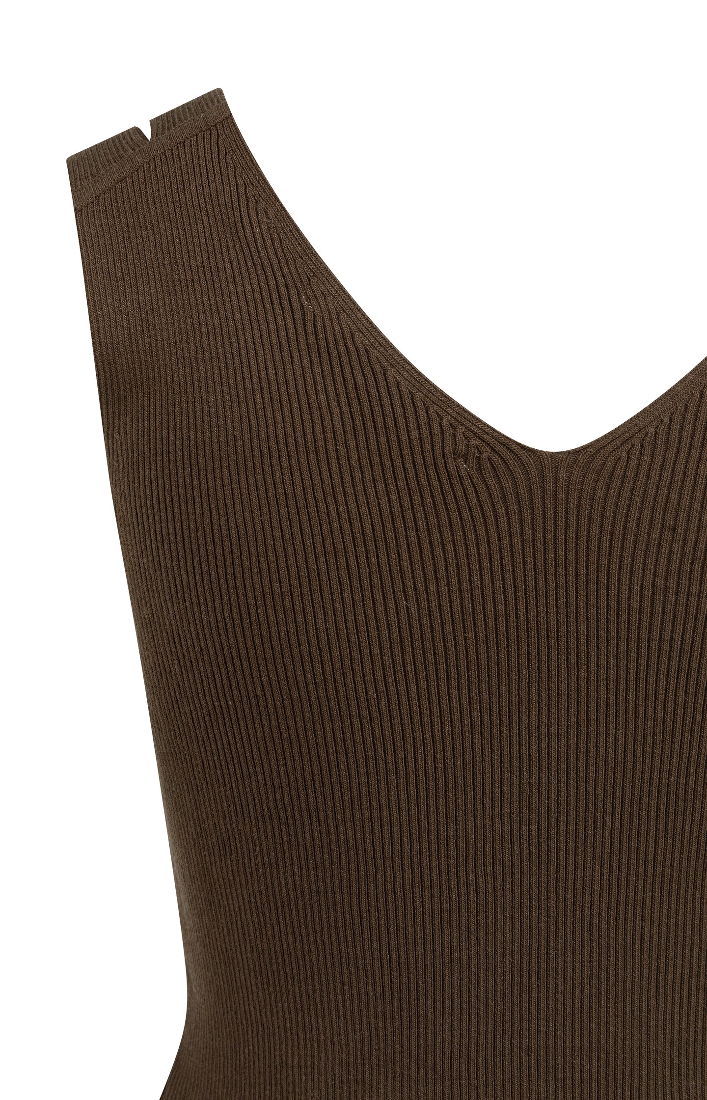 Ribbed top with V-neck and shoulder details