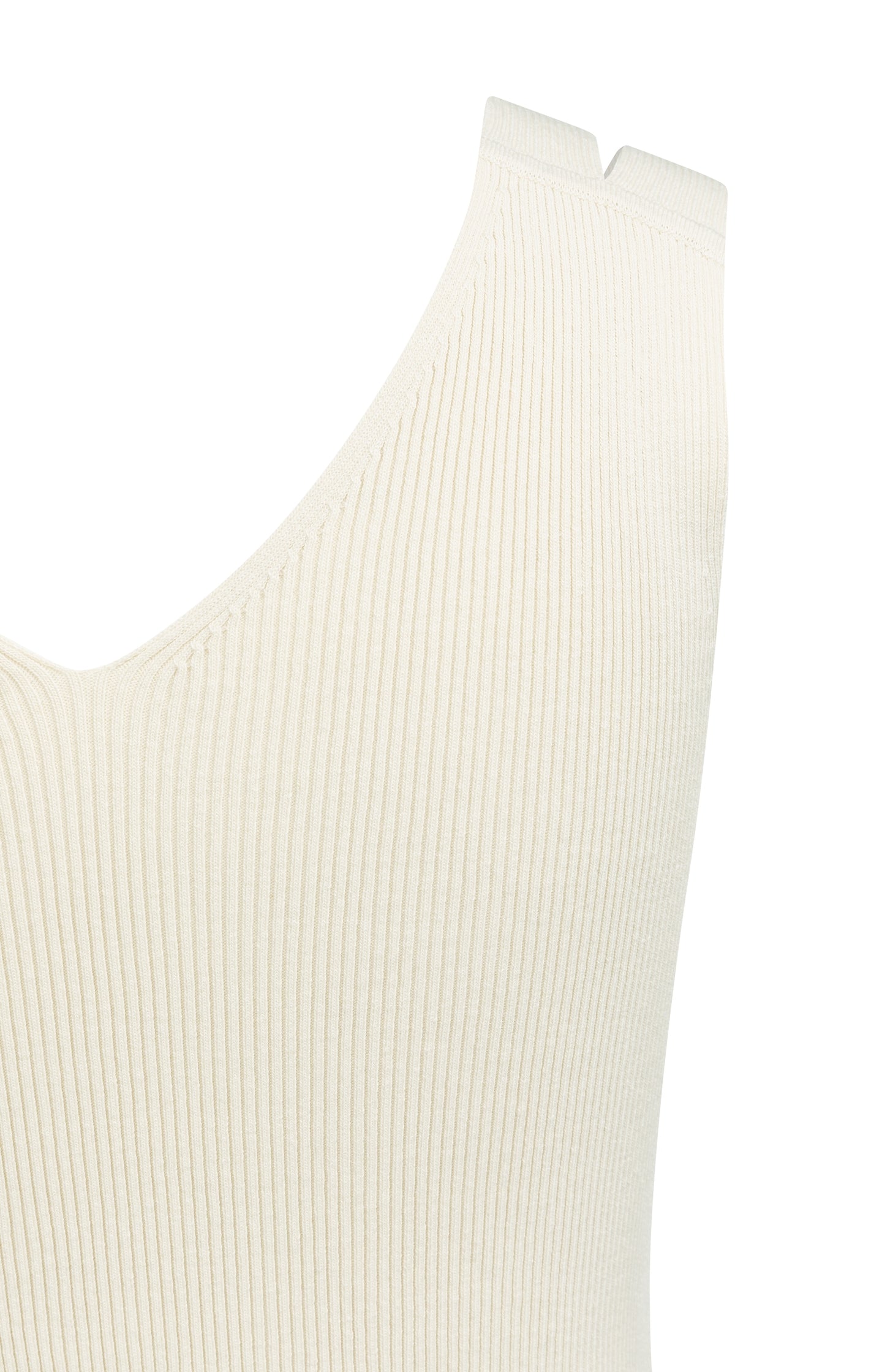 Ribbed top with V-neck and shoulder details