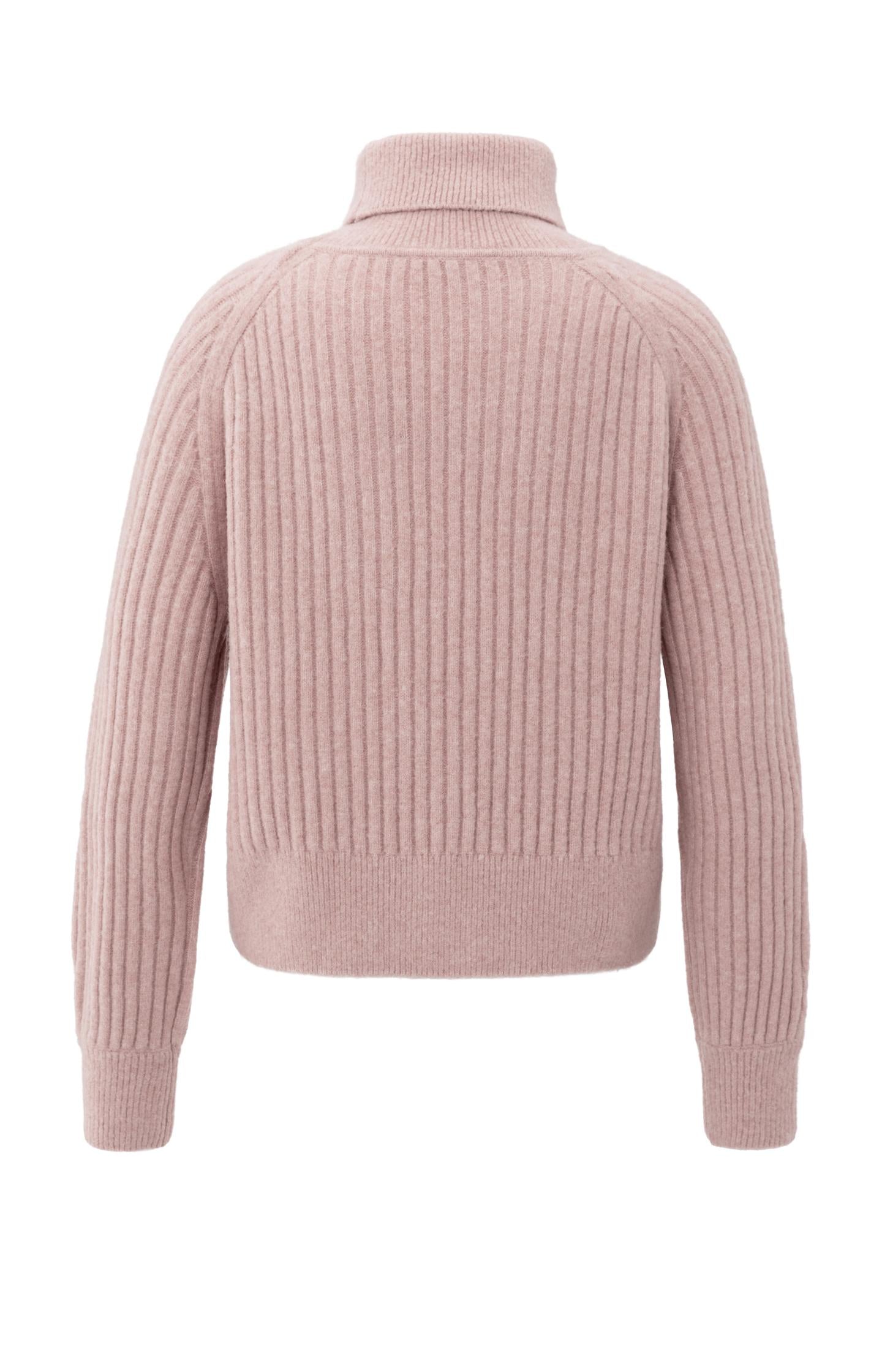 Ribbed turtleneck sweater with cable detail and long sleeves