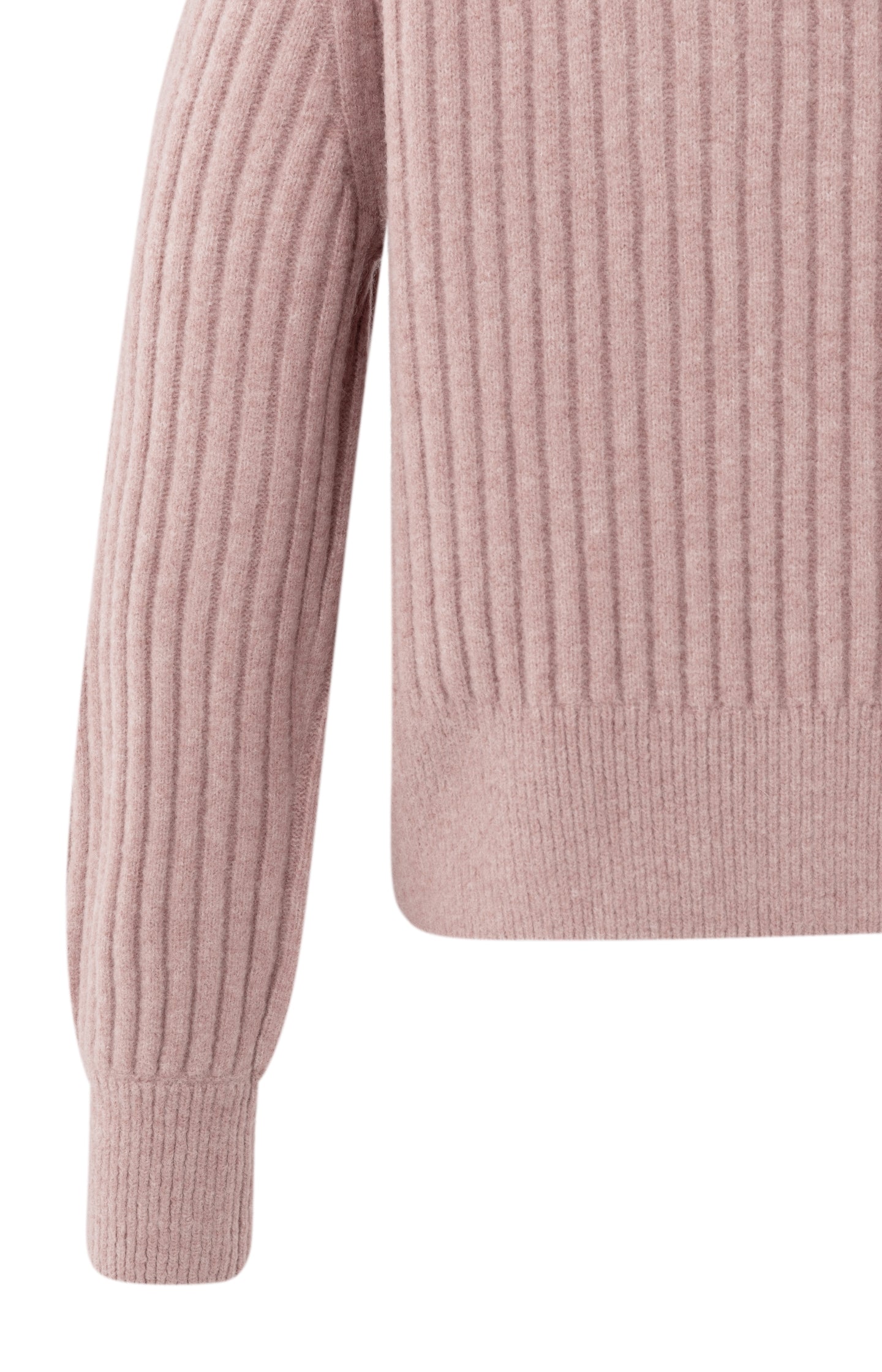 Ribbed turtleneck sweater with cable detail and long sleeves