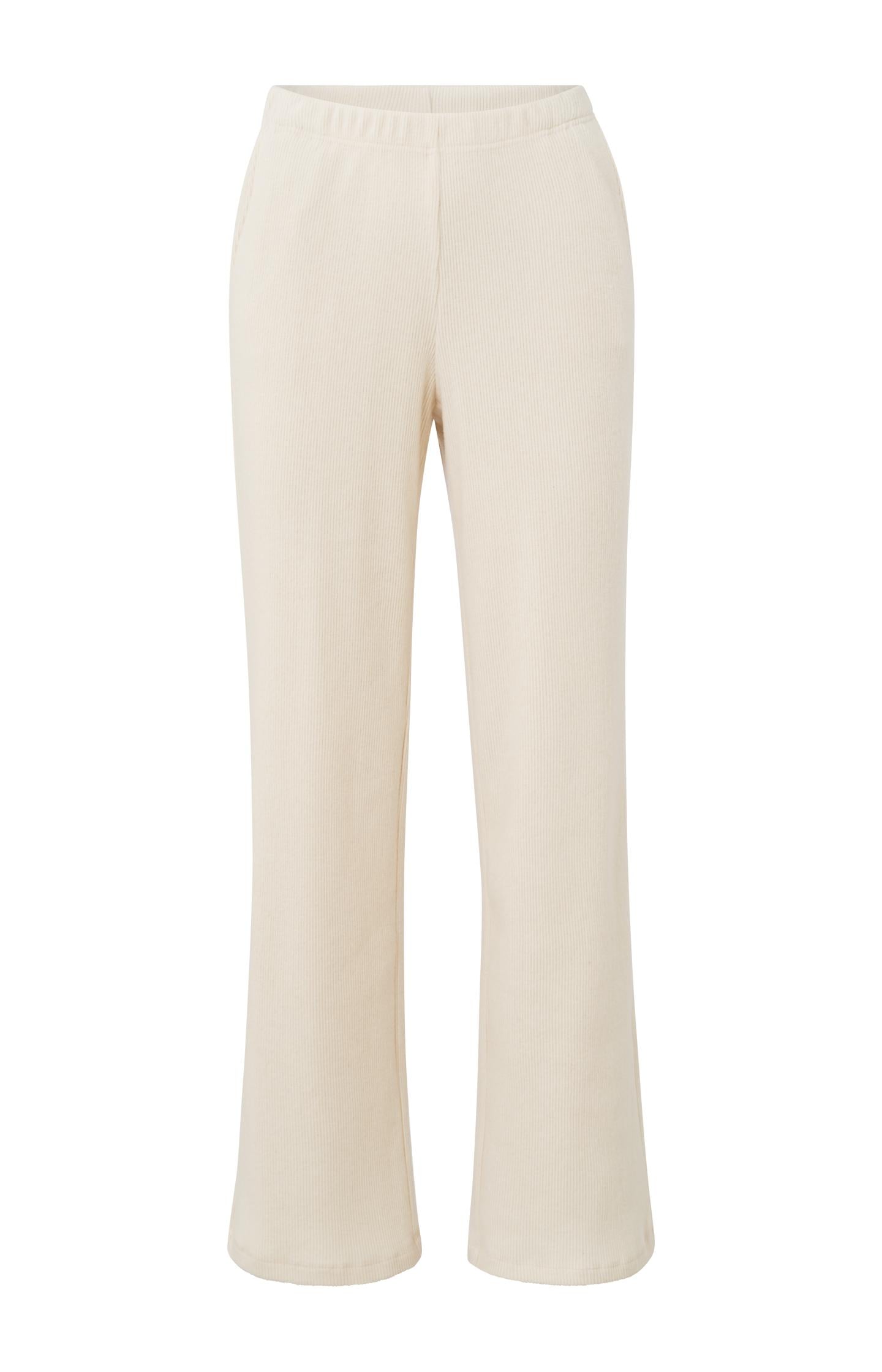 Ribbed wide leg trousers with pockets and elastic waist - Type: product