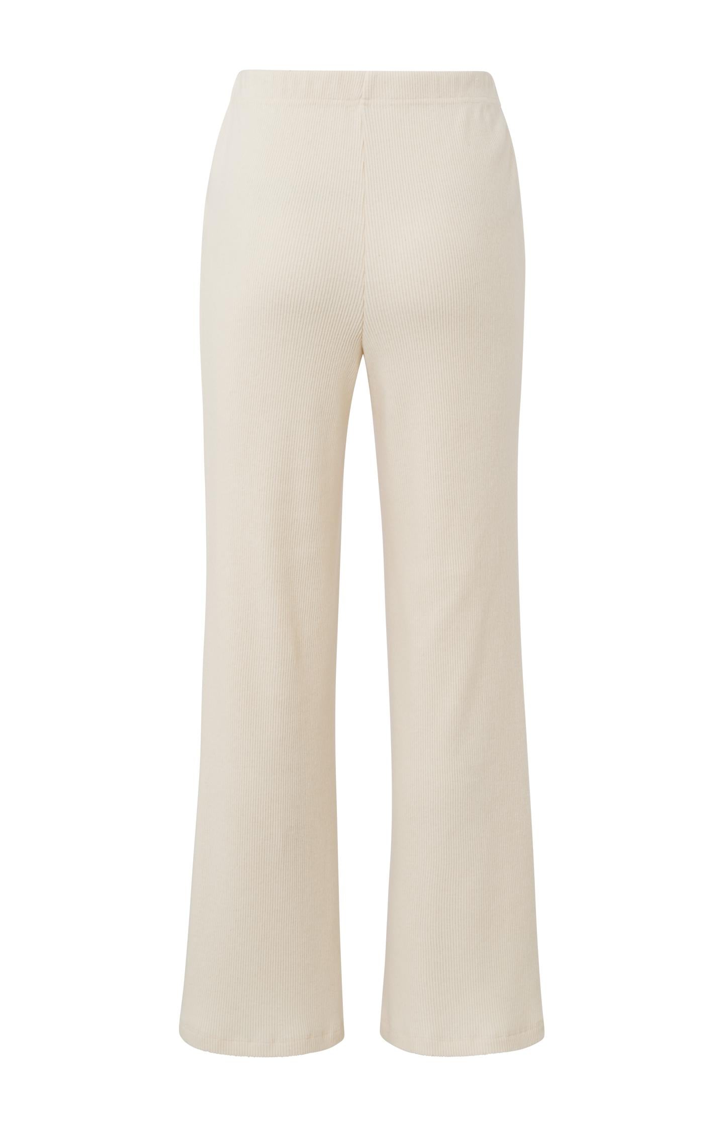 Ribbed wide leg trousers with pockets and elastic waist