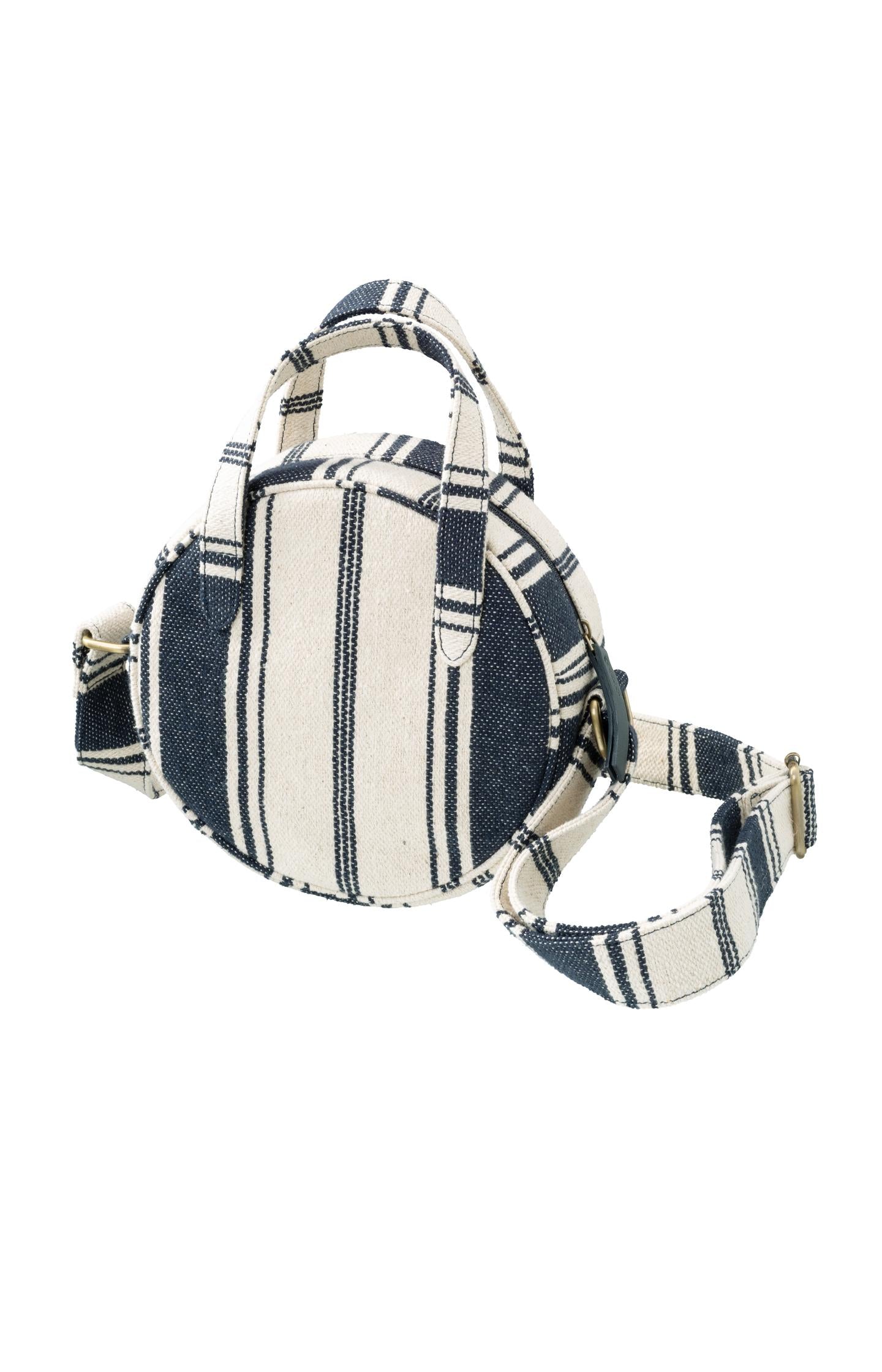 Round jacquard shoulder bag with zip, handles and print - Off White Dessin - Type: product