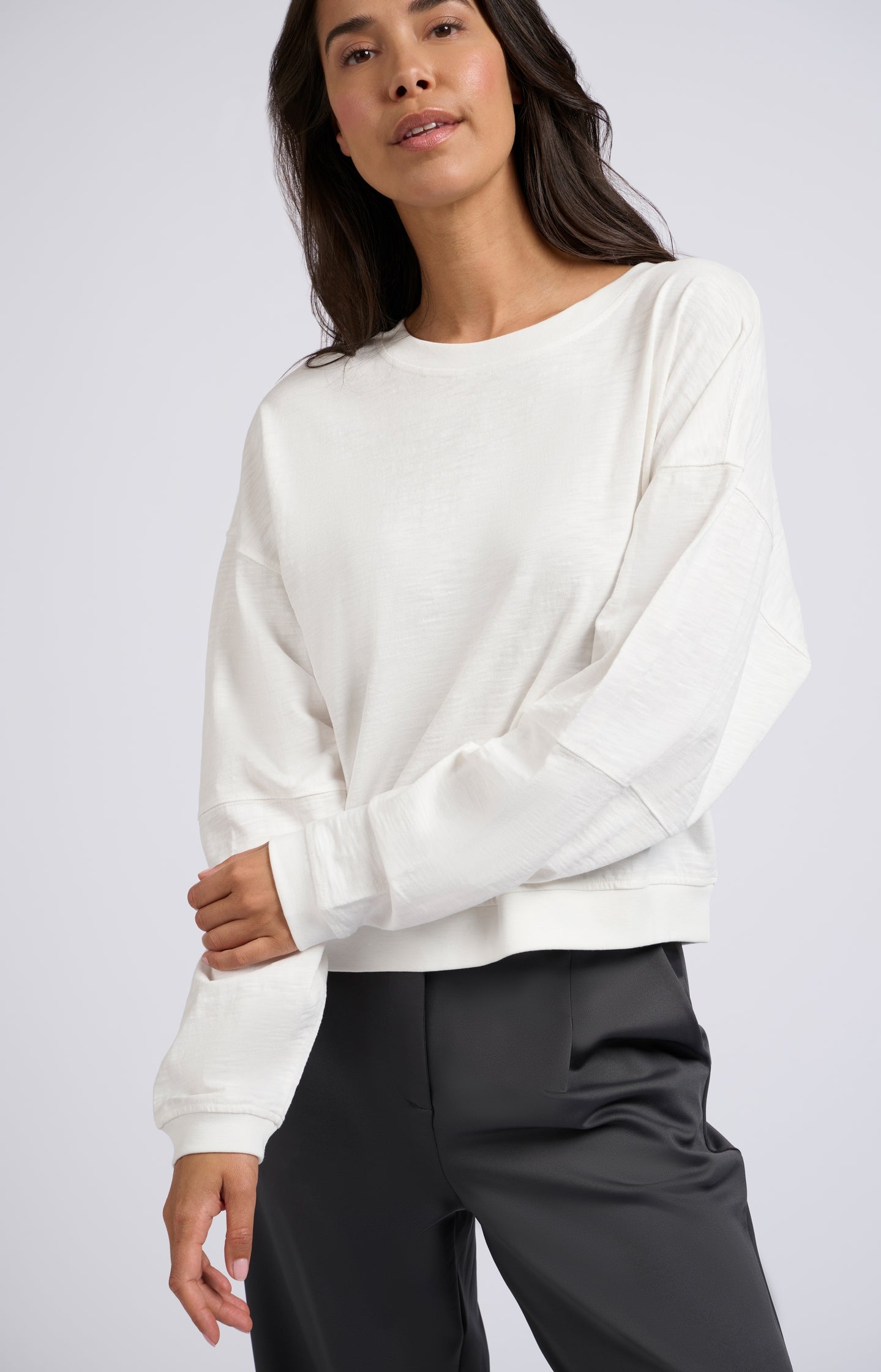 Round neck sweatshirt with long sleeves and slub effect - Type: lookbook