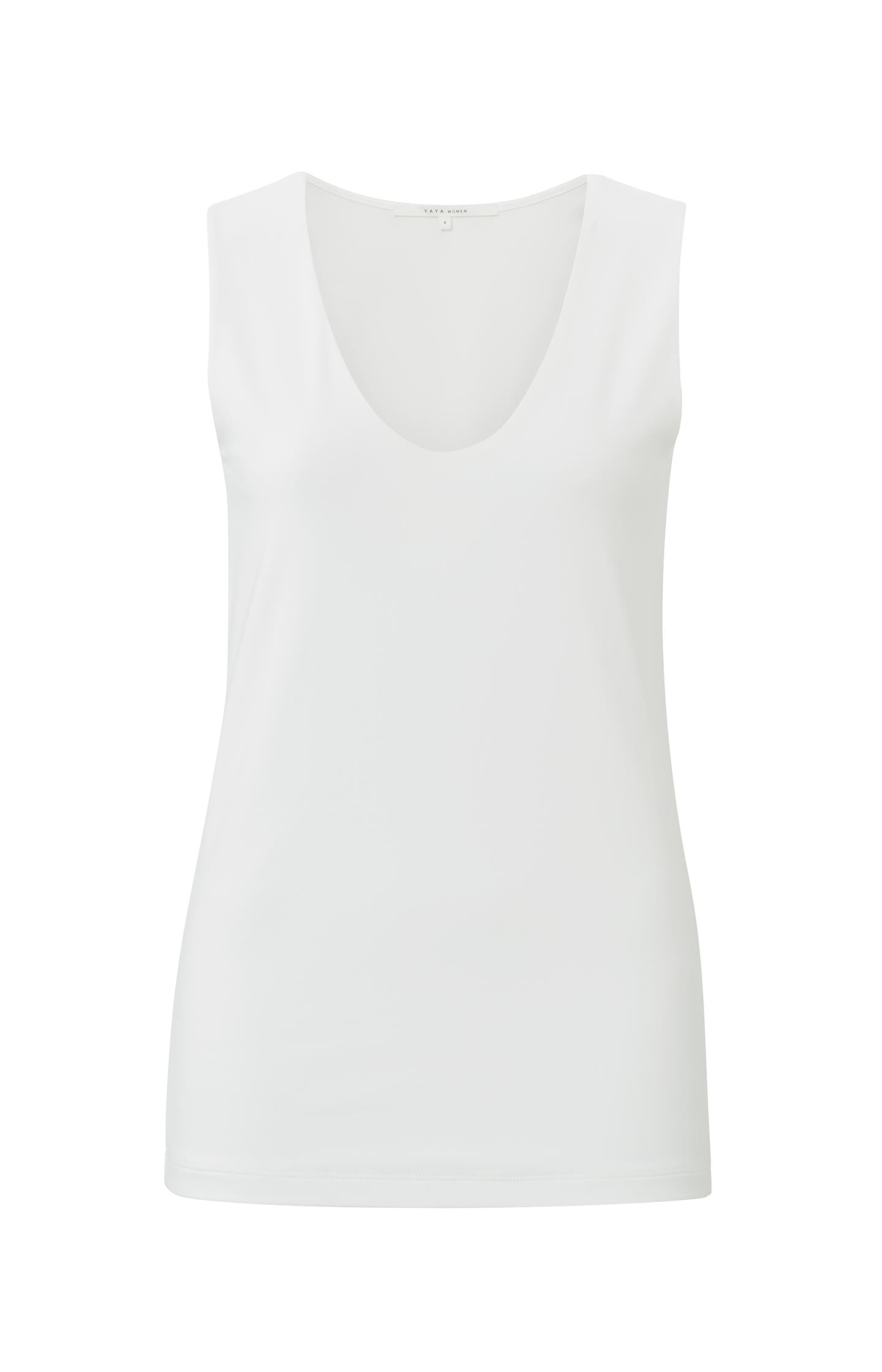 Round V-neck singlet - Off White - Type: product