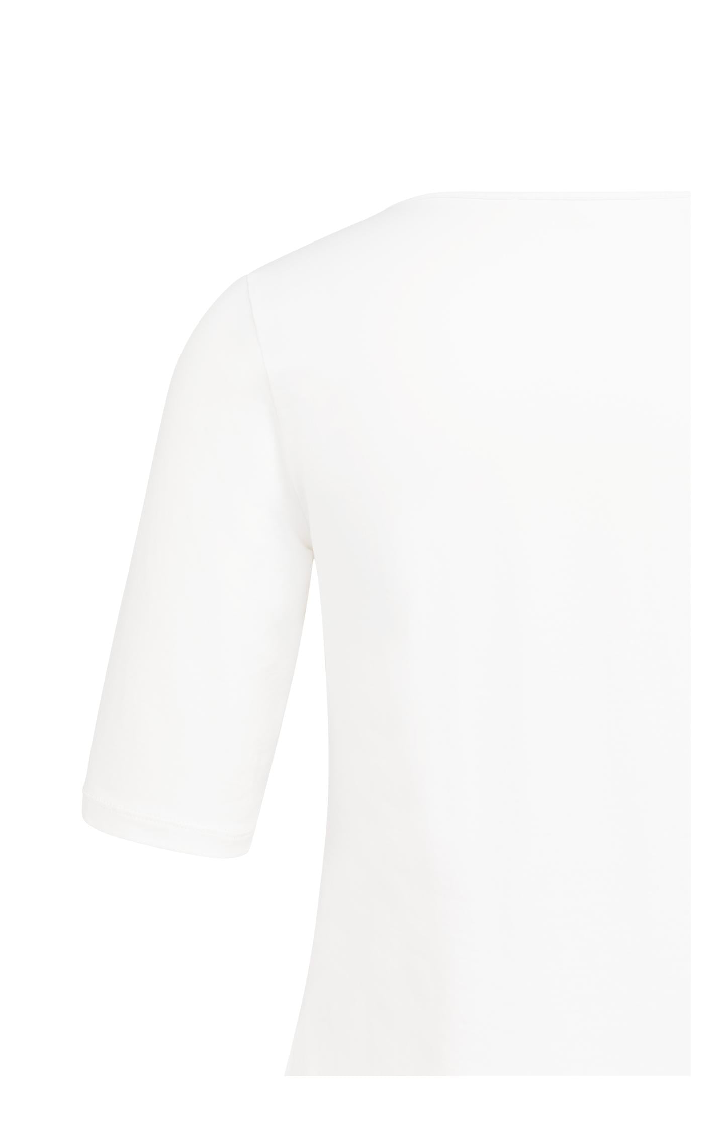 Basic T-shirt with round V-neck and mid-length sleeves