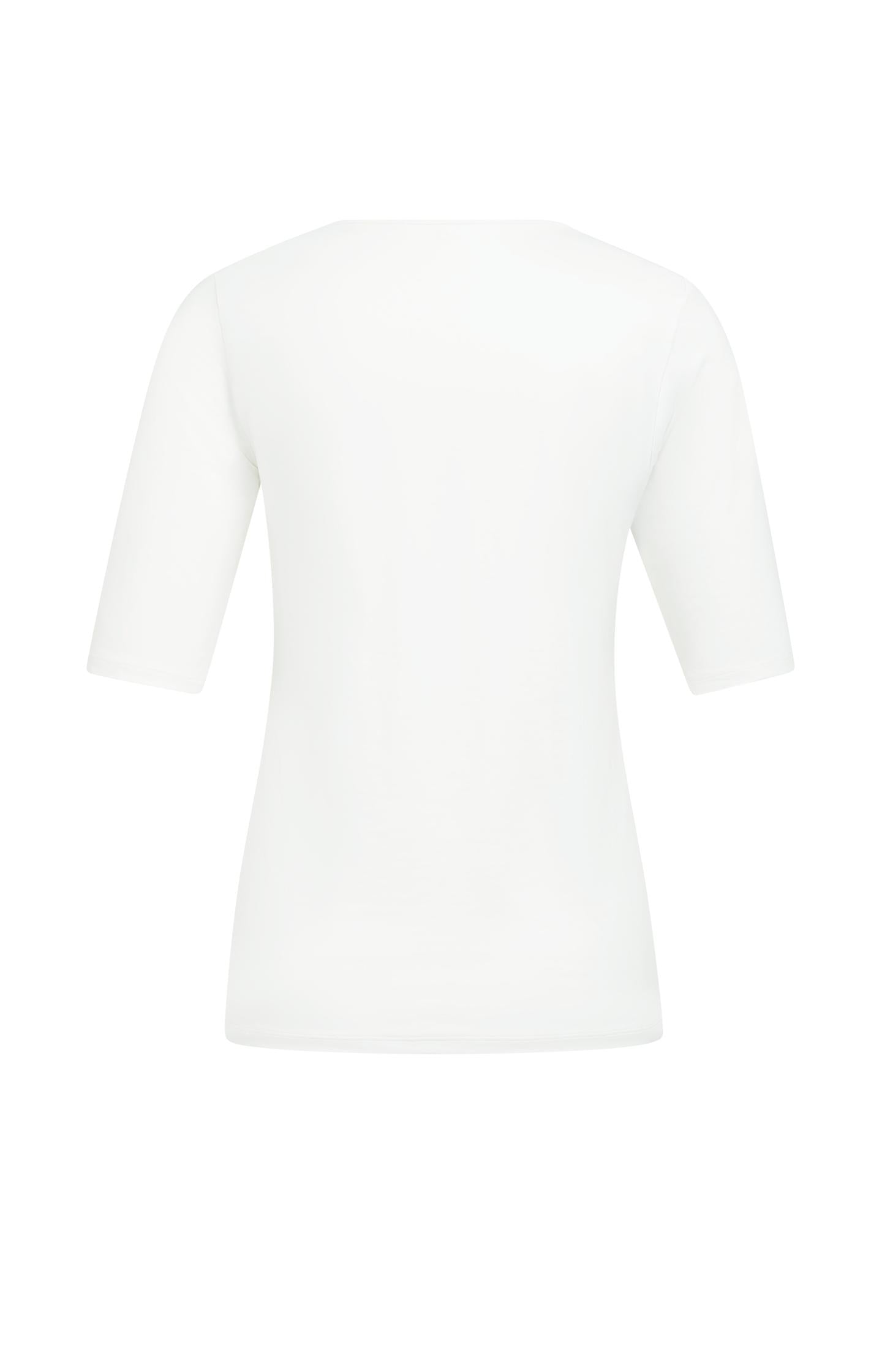 Basic T-shirt with round V-neck and mid-length sleeves - Type: lookbook