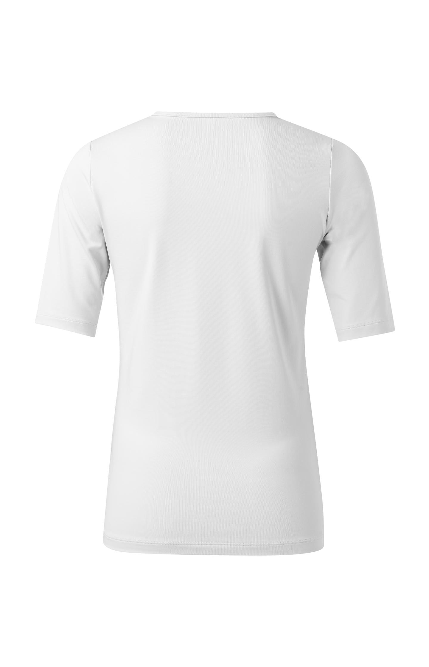 Round V-neck top with half sleeves - Off White