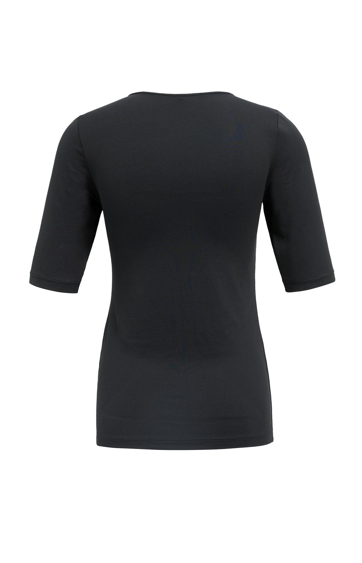 Round V-neck top with half sleeves - Black