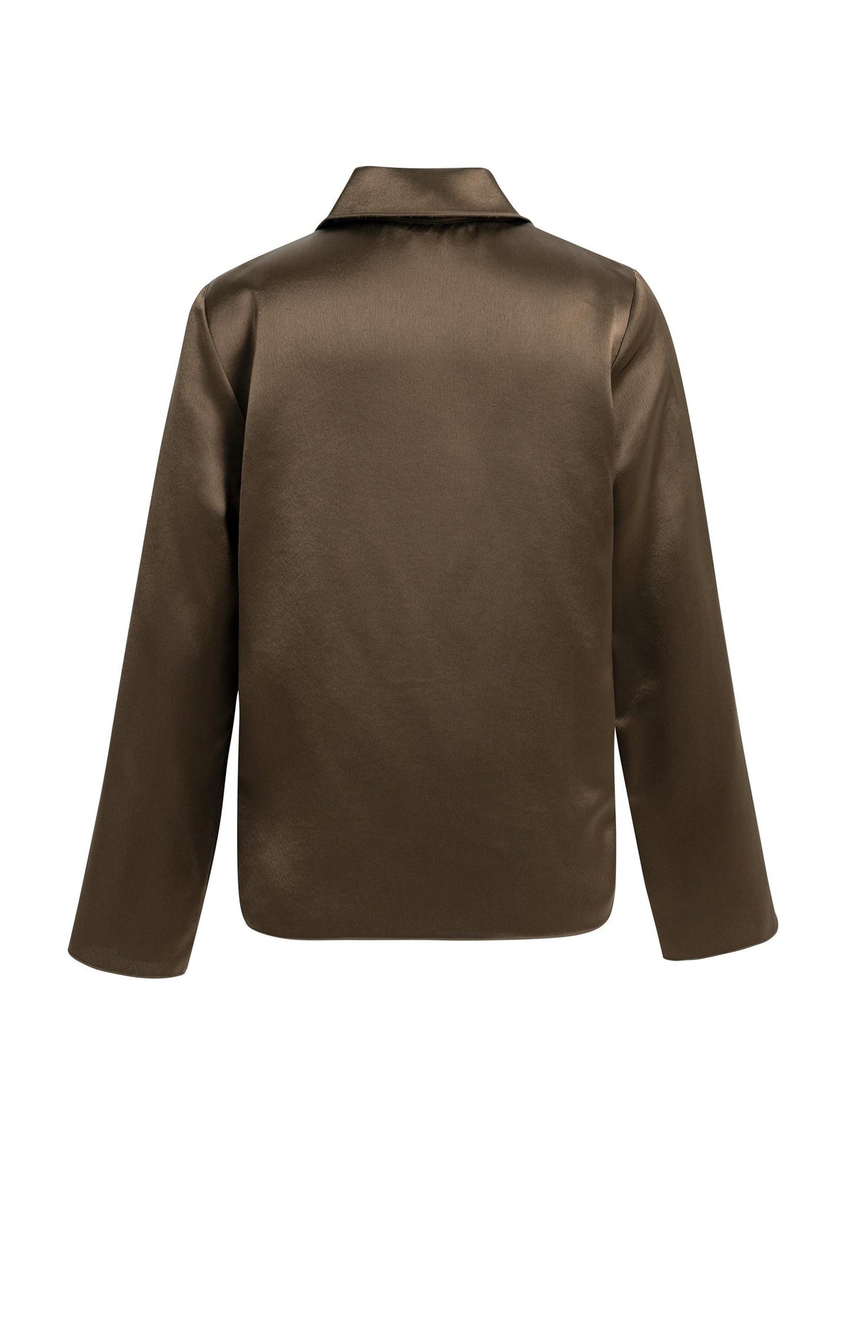 Satin blouse with collar - Cocoa Brown
