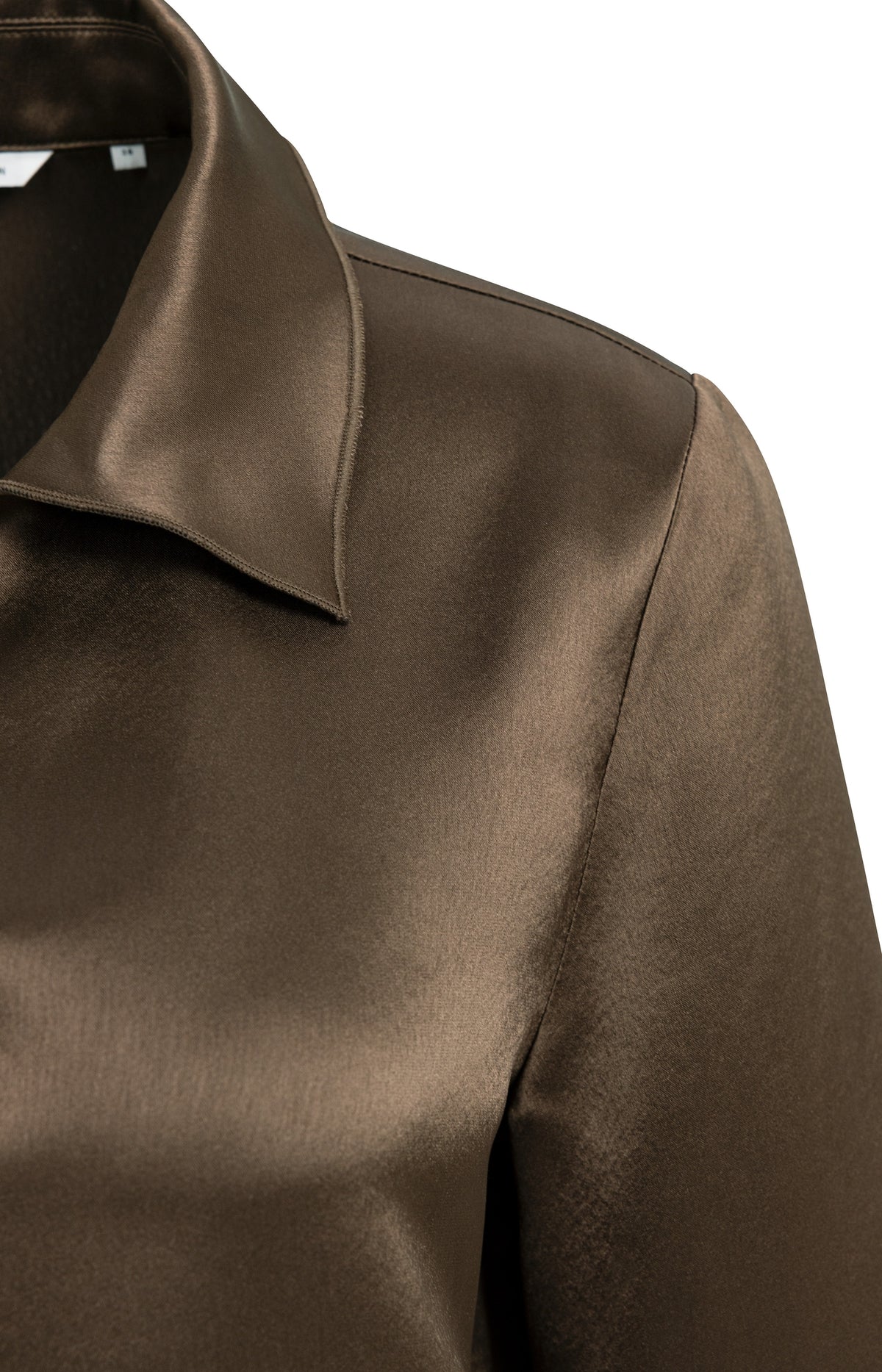 Satin blouse with collar - Cocoa Brown